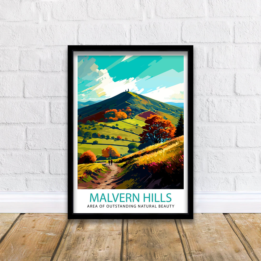 Malvern Hills Travel Print Malvern Hills Wall Art Malvern Hills Home Decor Malvern Hills Illustration Travel Poster Gift for Malvern Hills