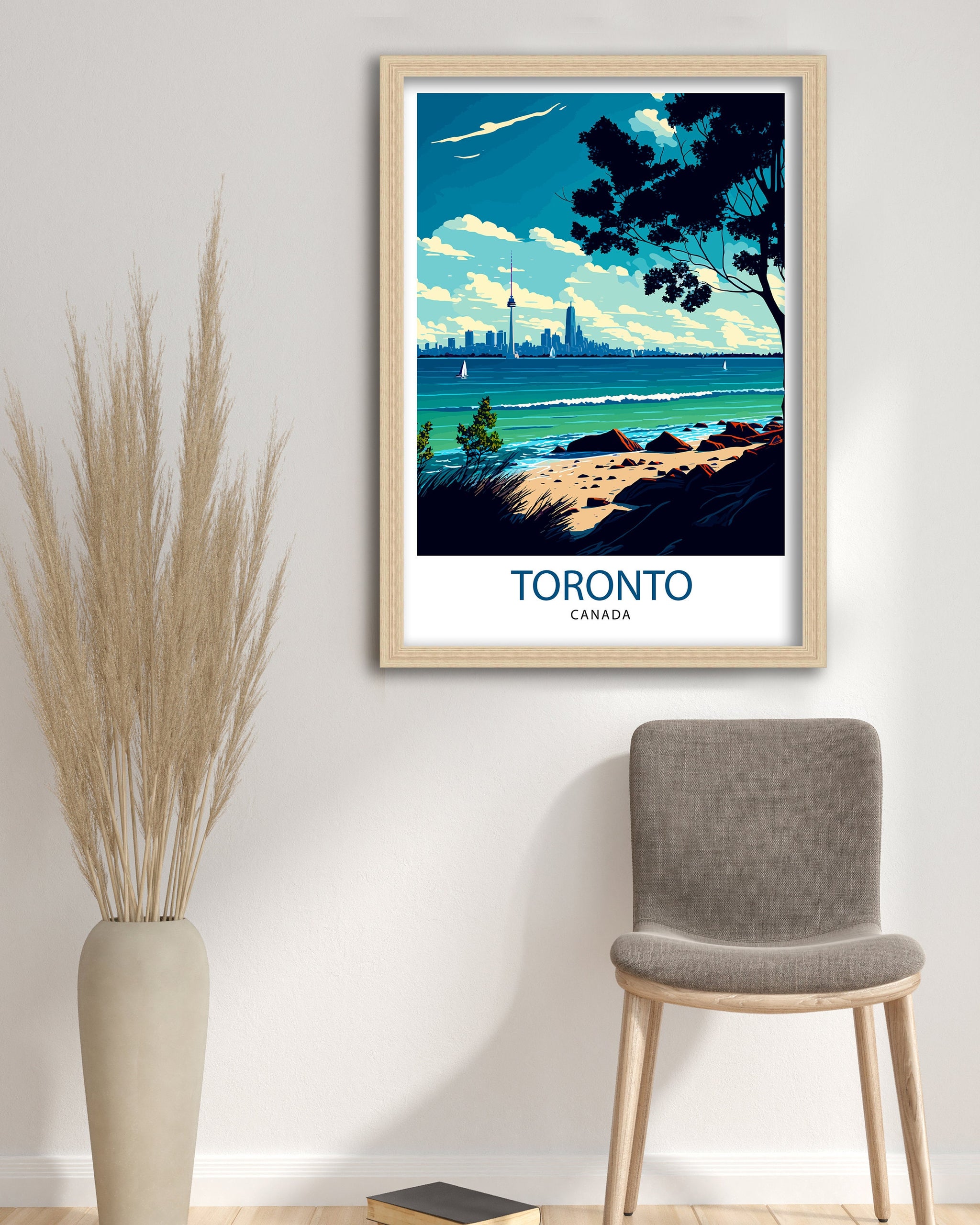Toronto Skyline Travel Poster | Colorful Cityscape Wall Art