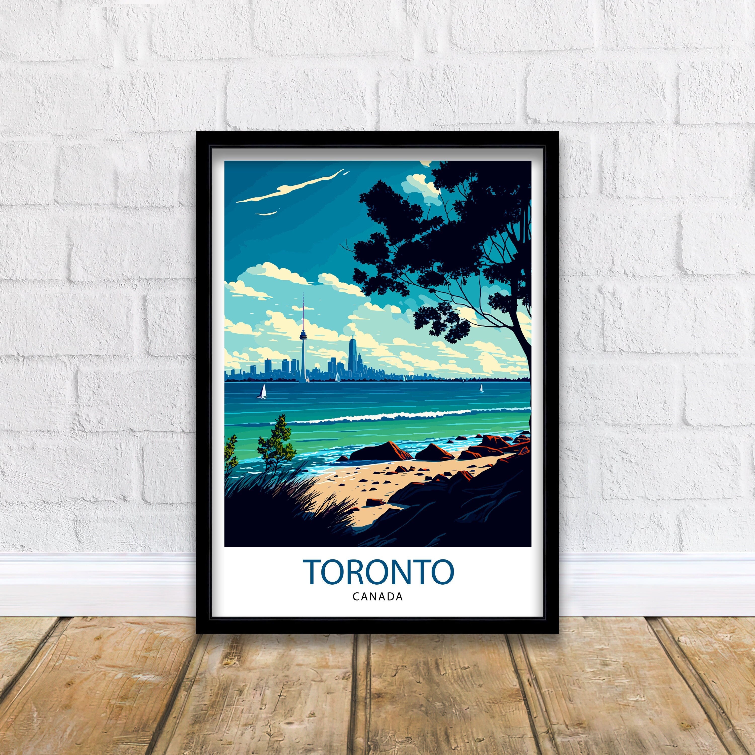 Toronto Skyline Travel Poster | Colorful Cityscape Wall Art