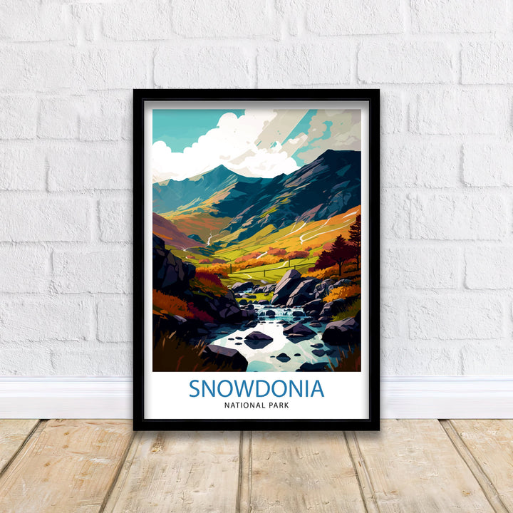 Snowdonia National Park Travel Poster Wall Art Decor Snowdonia Illustration Travel Poster Wales Home Decor Mountain Landscape Poster