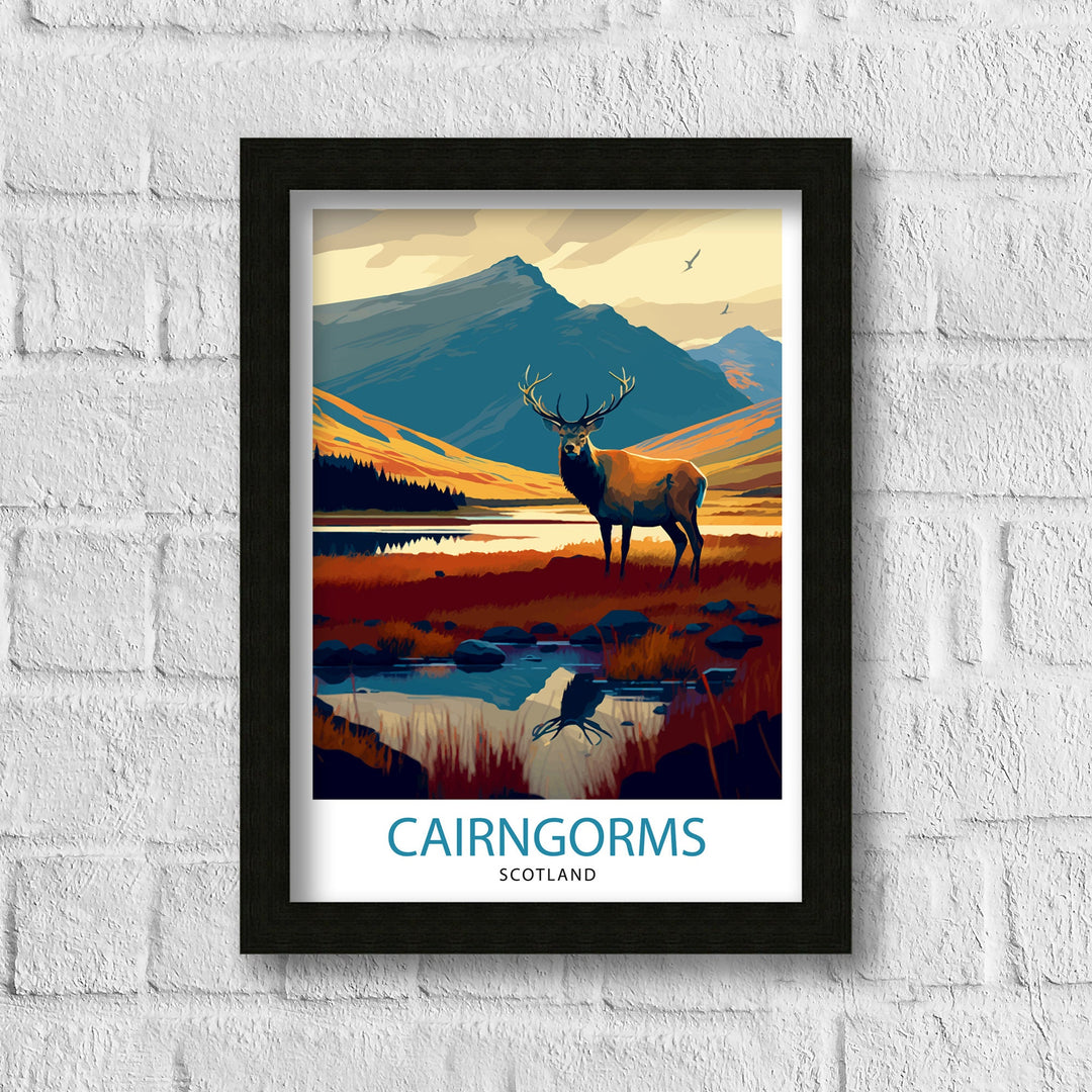 Cairngorms Scotland Travel Poster Wall Art Decor Scotland Mountains Poster Scottish Highlands Illustration Scotland Travel Poster Cairngorms