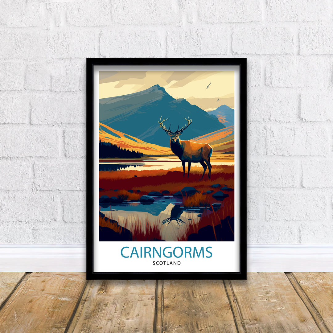 Cairngorms Scotland Travel Poster Wall Art Decor Scotland Mountains Poster Scottish Highlands Illustration Scotland Travel Poster Cairngorms