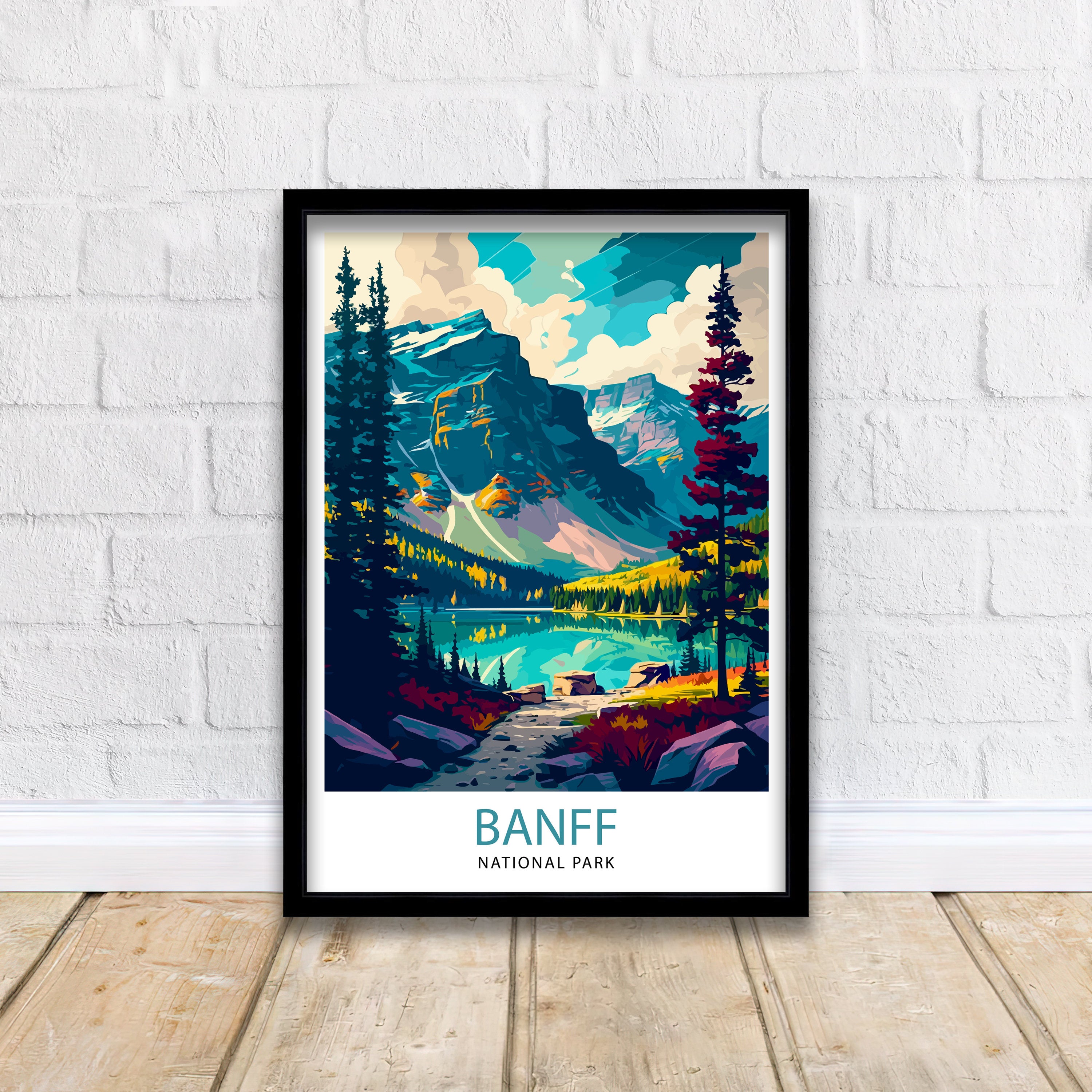 Banff National Park Travel Print Banff Wall Decor Banff Home Decor Banff Canada Illustration Travel Poster Gift For Banff Canada Home Decor
