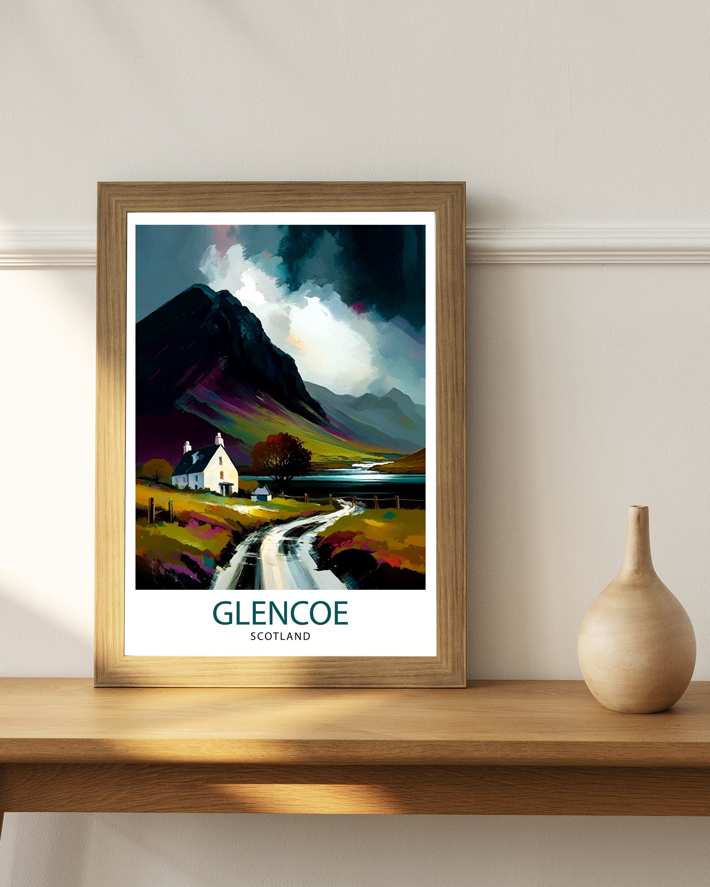 Glencoe Scotland Travel Print Wall Decor Scotland Highlands Glencoe Valley Scottish Landscape Travel Poster Scotland Home Decor
