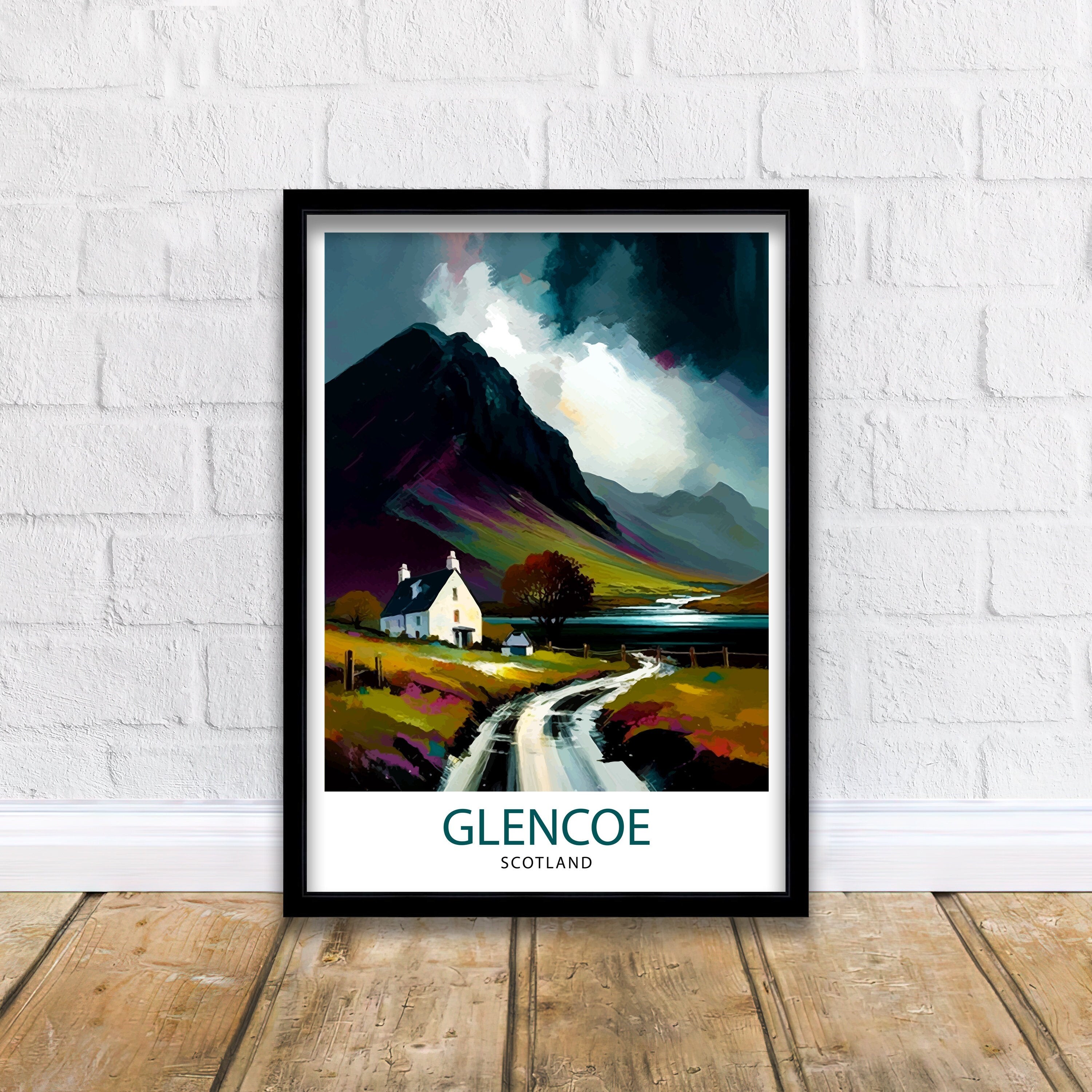 Glencoe Scotland Travel Print Wall Decor Scotland Highlands Glencoe Valley Scottish Landscape Travel Poster Scotland Home Decor