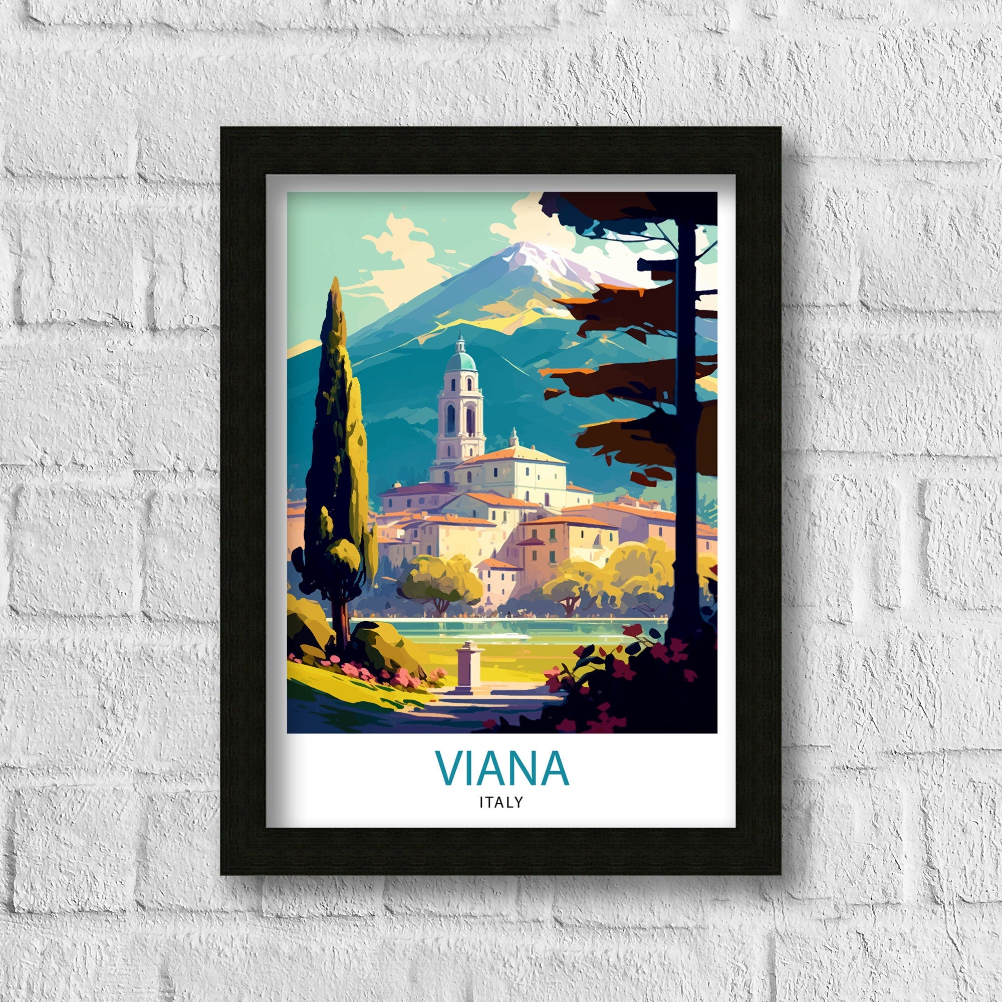 Viana Italy Travel Print Viana Wall Decor Viana Home Living Decor Viana Italy Illustration Travel Poster Gift for Viana Italy Home Decor