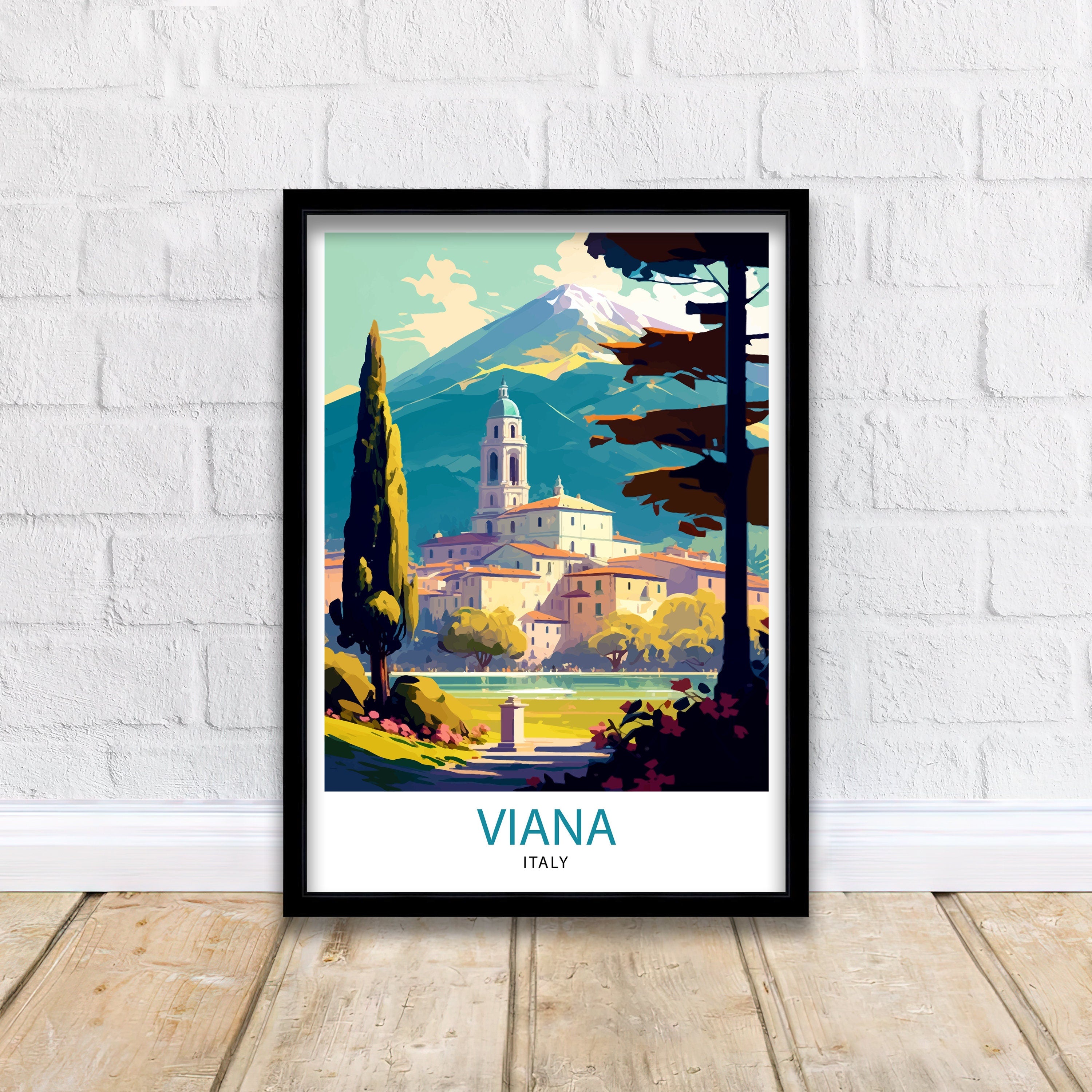 Viana Italy Travel Print Viana Wall Decor Viana Home Living Decor Viana Italy Illustration Travel Poster Gift for Viana Italy Home Decor