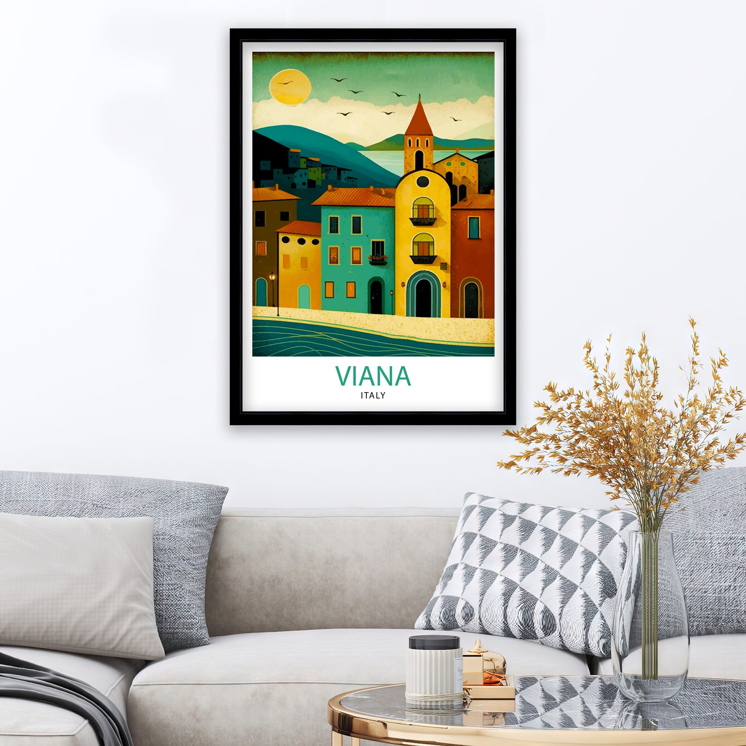 Viana Italy Travel Print Viana Wall Decor Viana Home Living Decor Viana Italy Illustration Travel Poster Gift for Viana Italy Home Decor