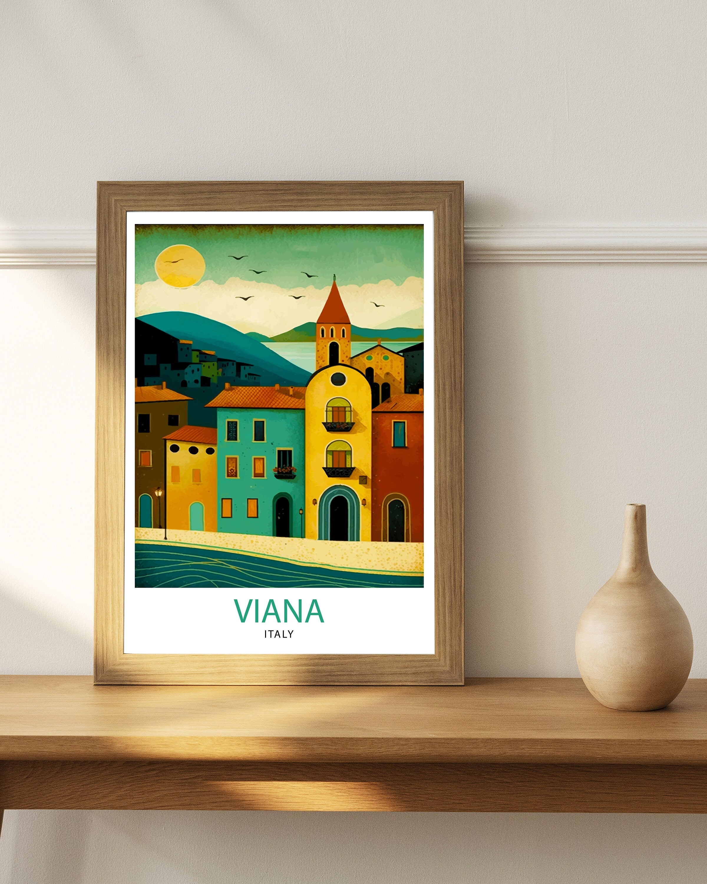 Viana Italy Travel Print Viana Wall Decor Viana Home Living Decor Viana Italy Illustration Travel Poster Gift for Viana Italy Home Decor
