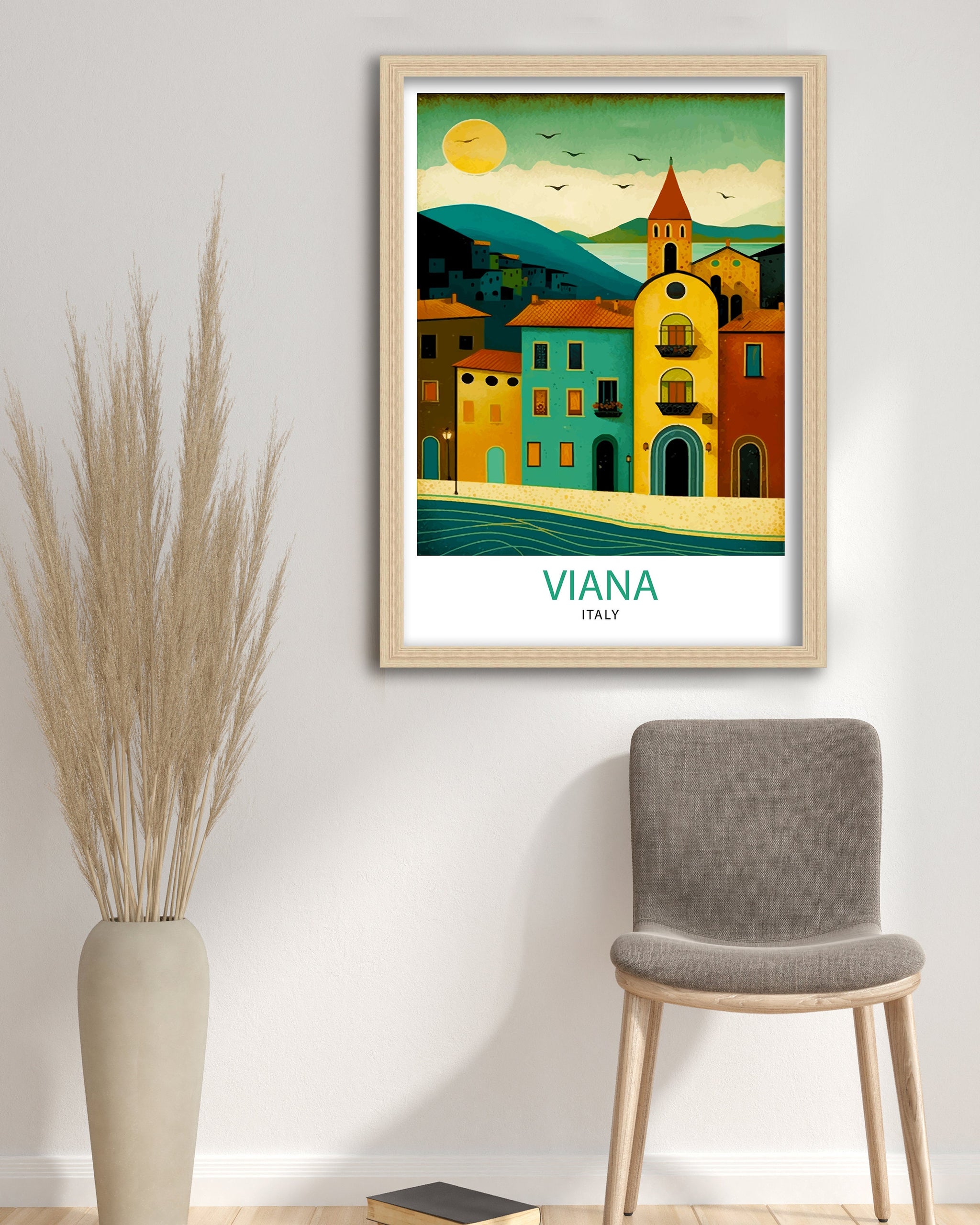 Viana Italy Travel Print Viana Wall Decor Viana Home Living Decor Viana Italy Illustration Travel Poster Gift for Viana Italy Home Decor