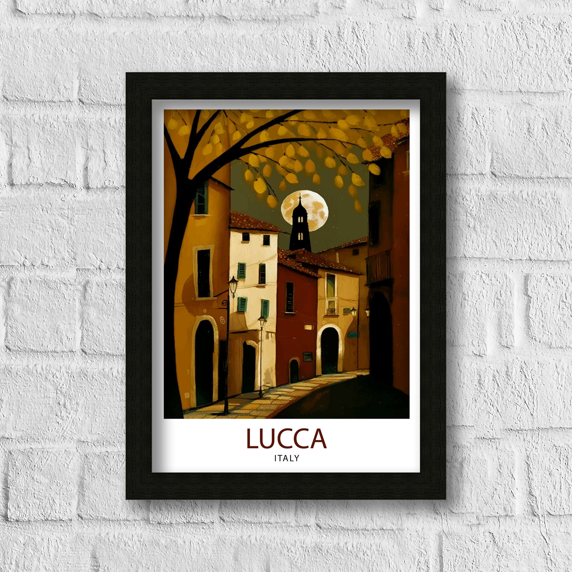Lucca Italy Travel Print , Lucca Wall Decor Lucca Home Living Decor Lucca Italy Illustration Travel Poster Gift For Lucca Italy Home