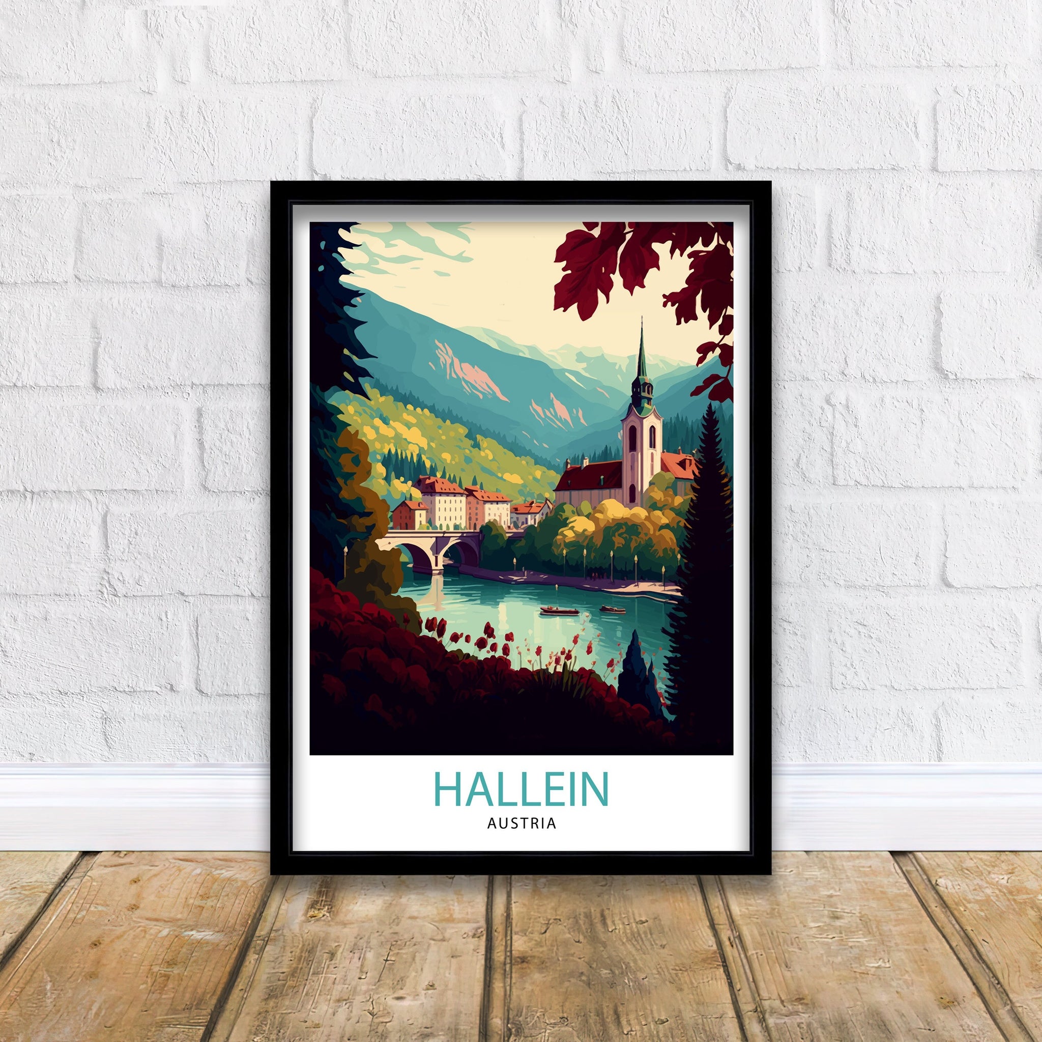 Hallein Austria Travel Print Hallein Wall Decor Hallein Home Living Decor Hallein Illustration Travel Poster Gift For Austria Home Decor