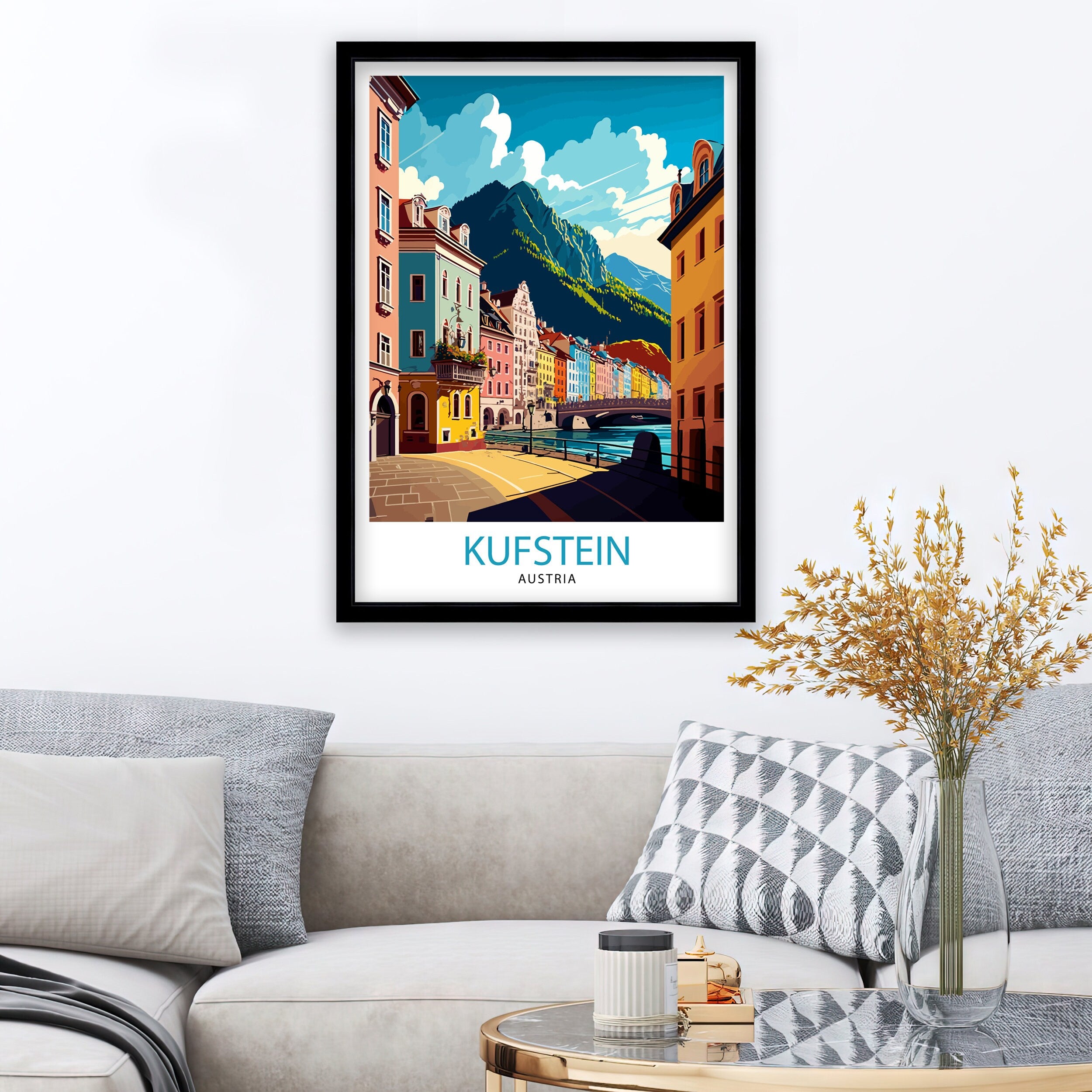 Kufstein Austria Travel Print Kufstein Wall Decor Kufstein Home Living Decor Kufstein Illustration Travel Poster Gift for Kufstein Austria