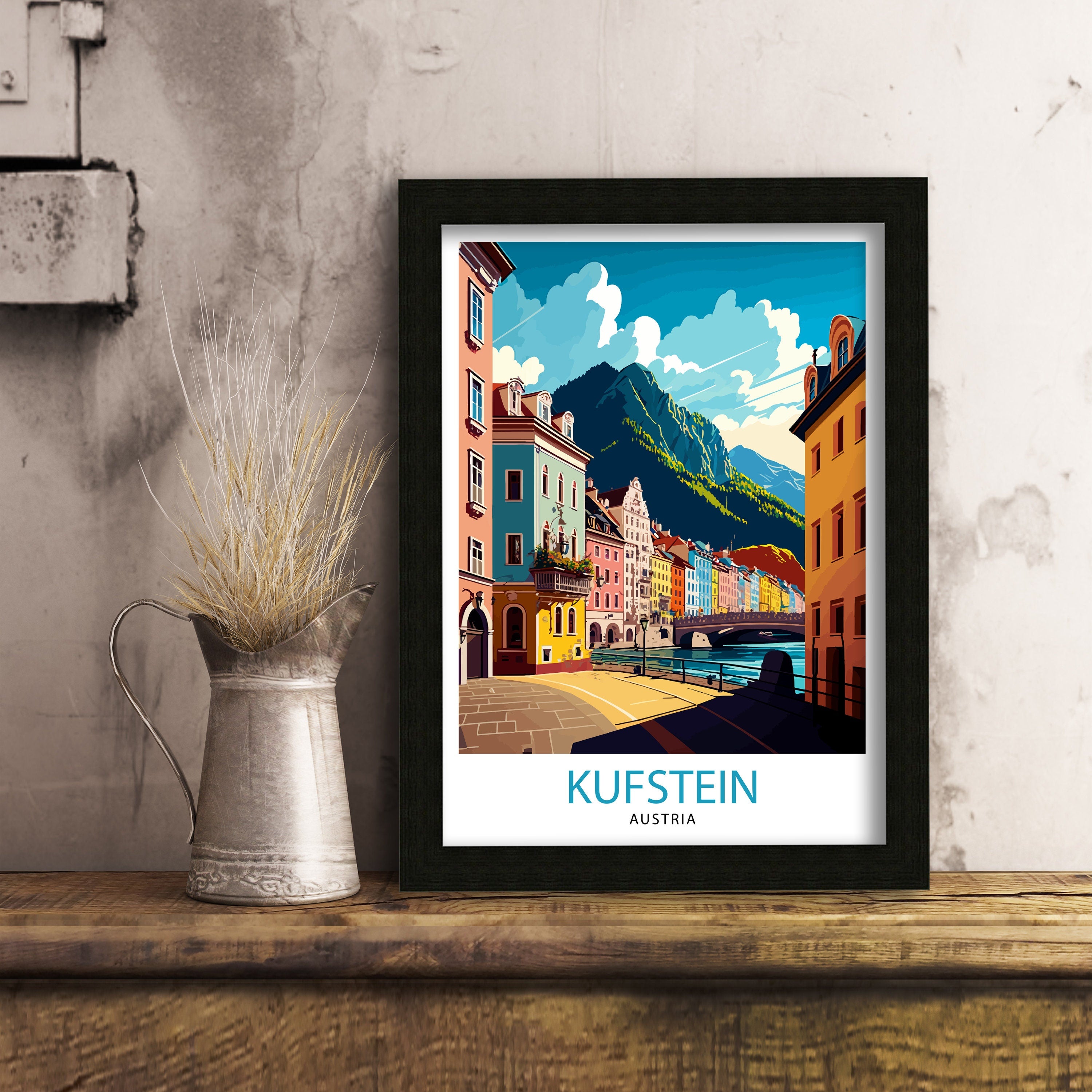 Kufstein Austria Travel Print Kufstein Wall Decor Kufstein Home Living Decor Kufstein Illustration Travel Poster Gift for Kufstein Austria