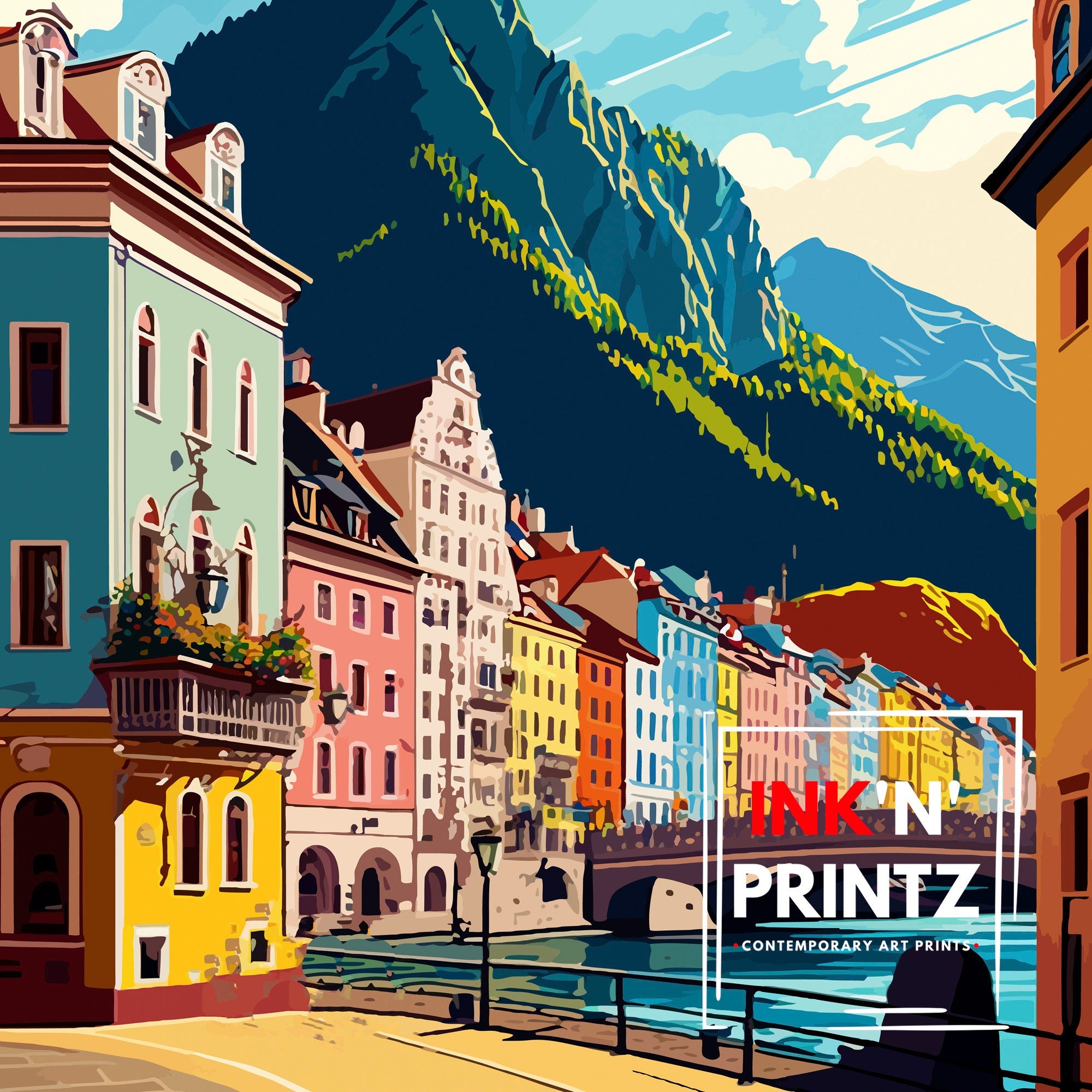 Kufstein Austria Travel Print Kufstein Wall Decor Kufstein Home Living Decor Kufstein Illustration Travel Poster Gift for Kufstein Austria