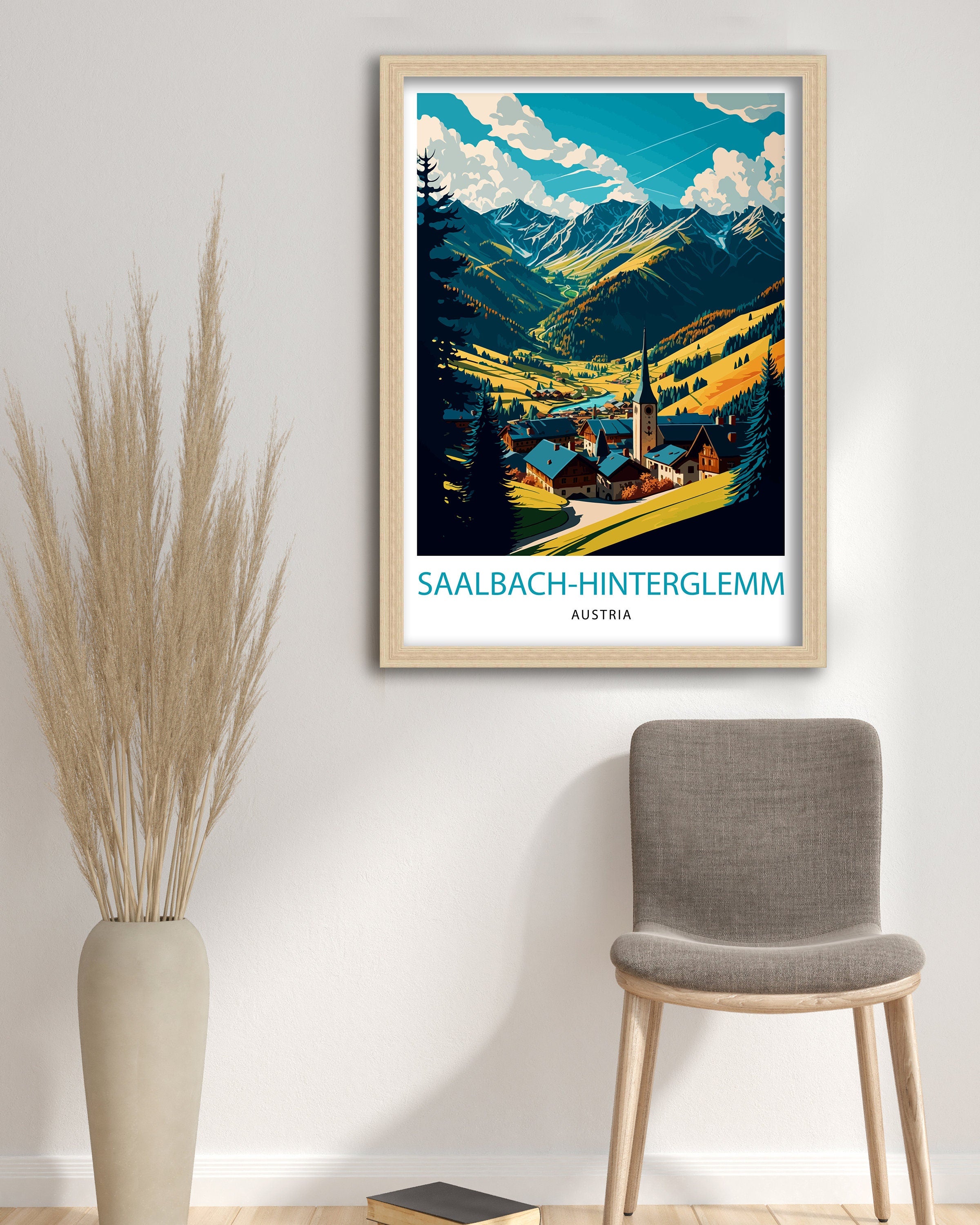 Saalbach Hinterglemm Austria Travel Print Austria Wall Decor Austria Home Living Decor Austria Illustration Travel Poster Gift For Austria