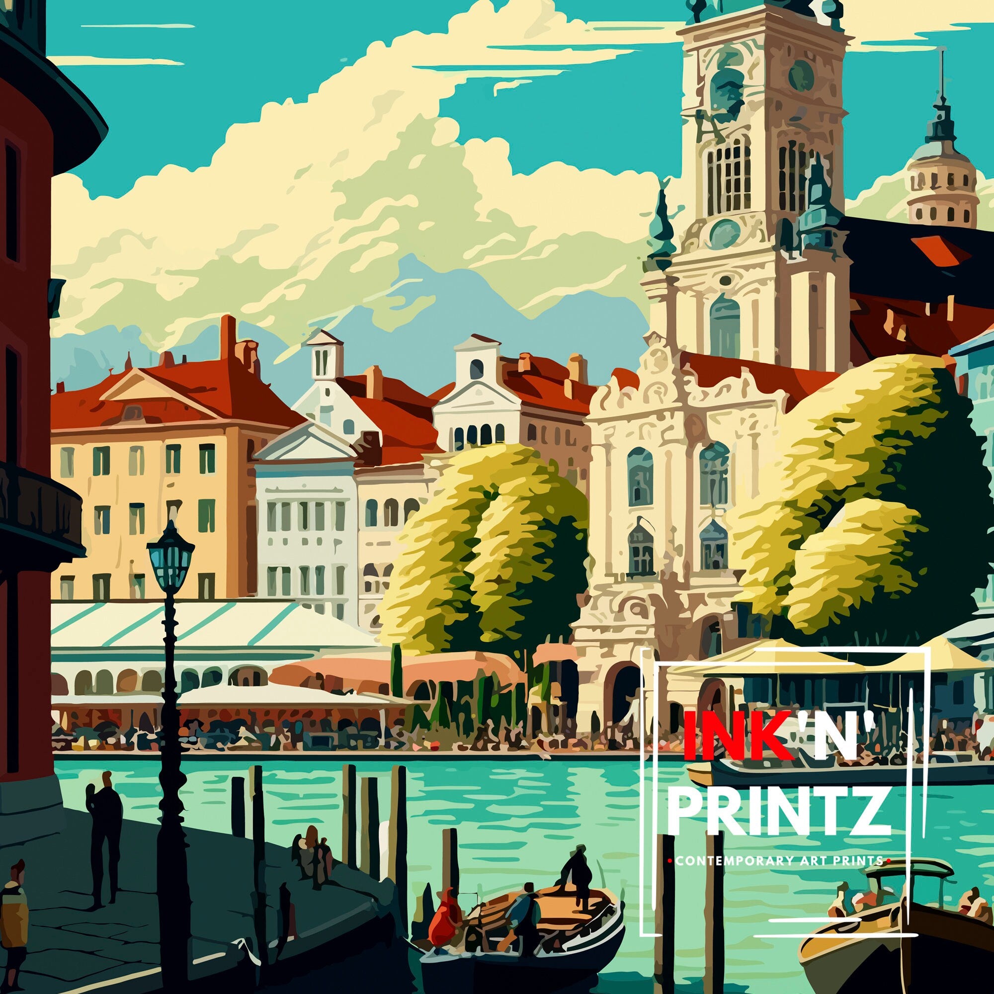 Klagenfurt Austria Travel Print Klagenfurt Wall Art Klagenfurt Home Decor Austria Travel Poster Klagenfurt Illustration Gift for Travelers
