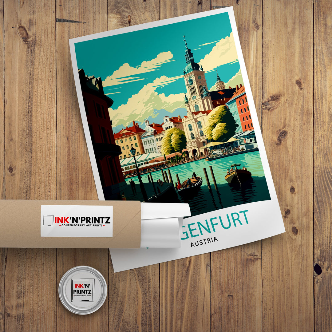 Klagenfurt Austria Travel Poster Klagenfurt Wall Art Klagenfurt Home Decor Austria Travel Poster Klagenfurt Illustration Gift for Travelers