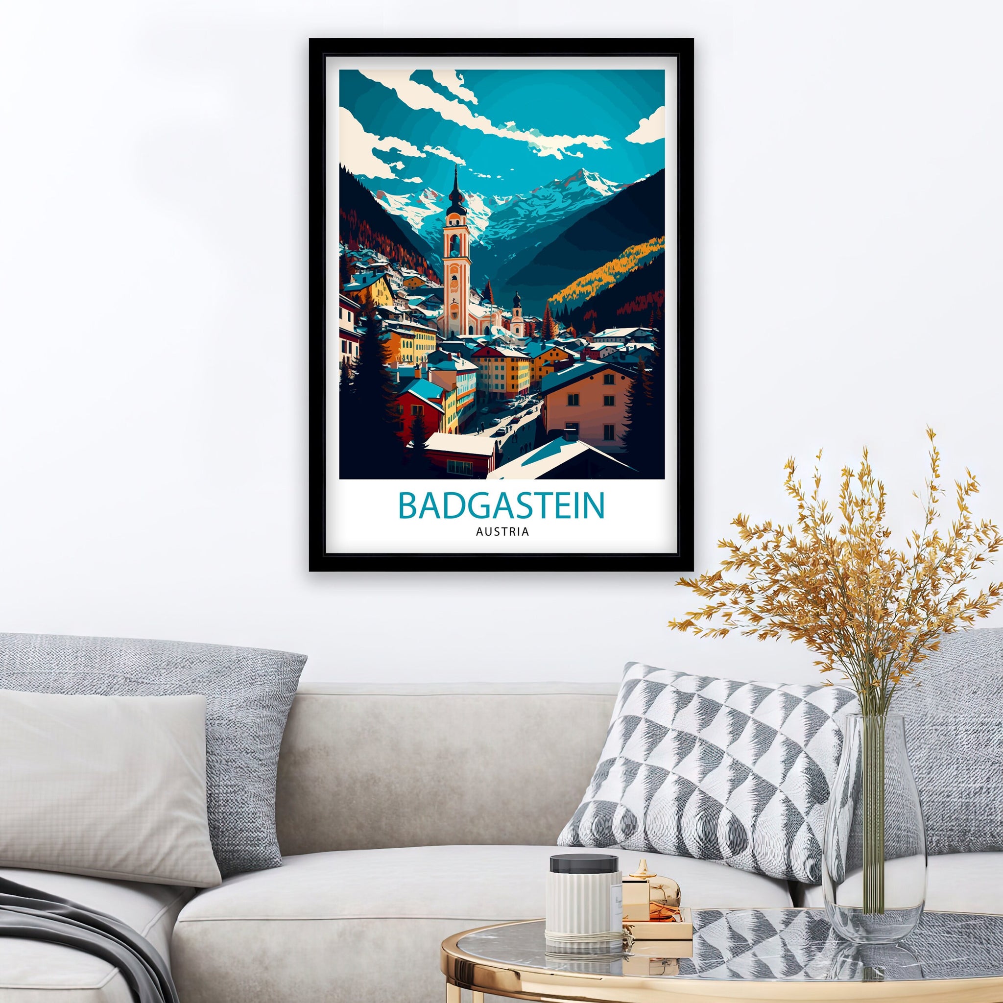 Bad Gastein Austria Illustration Print, Vintage Travel Poster