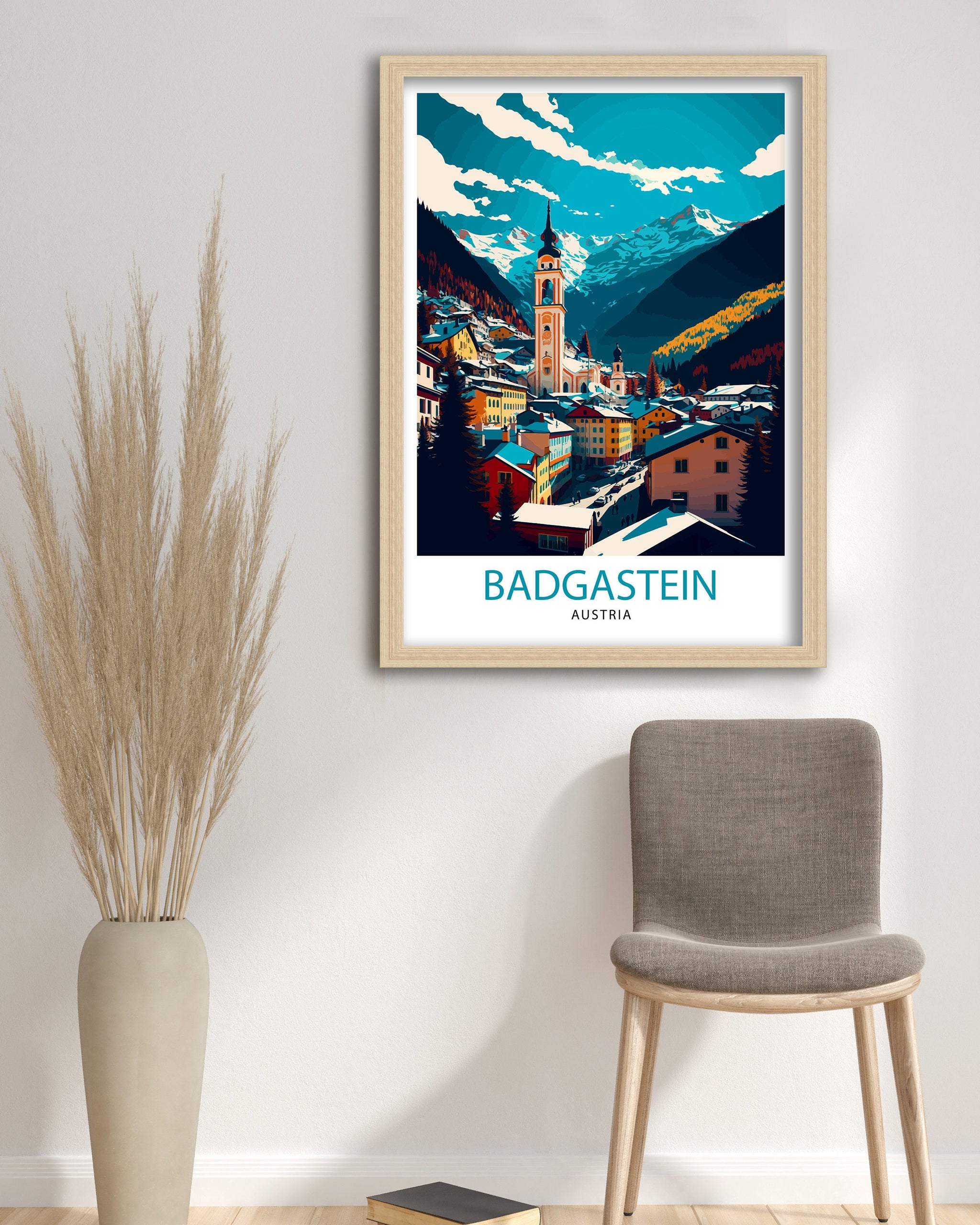 Bad Gastein Austria Illustration Print, Vintage Travel Poster