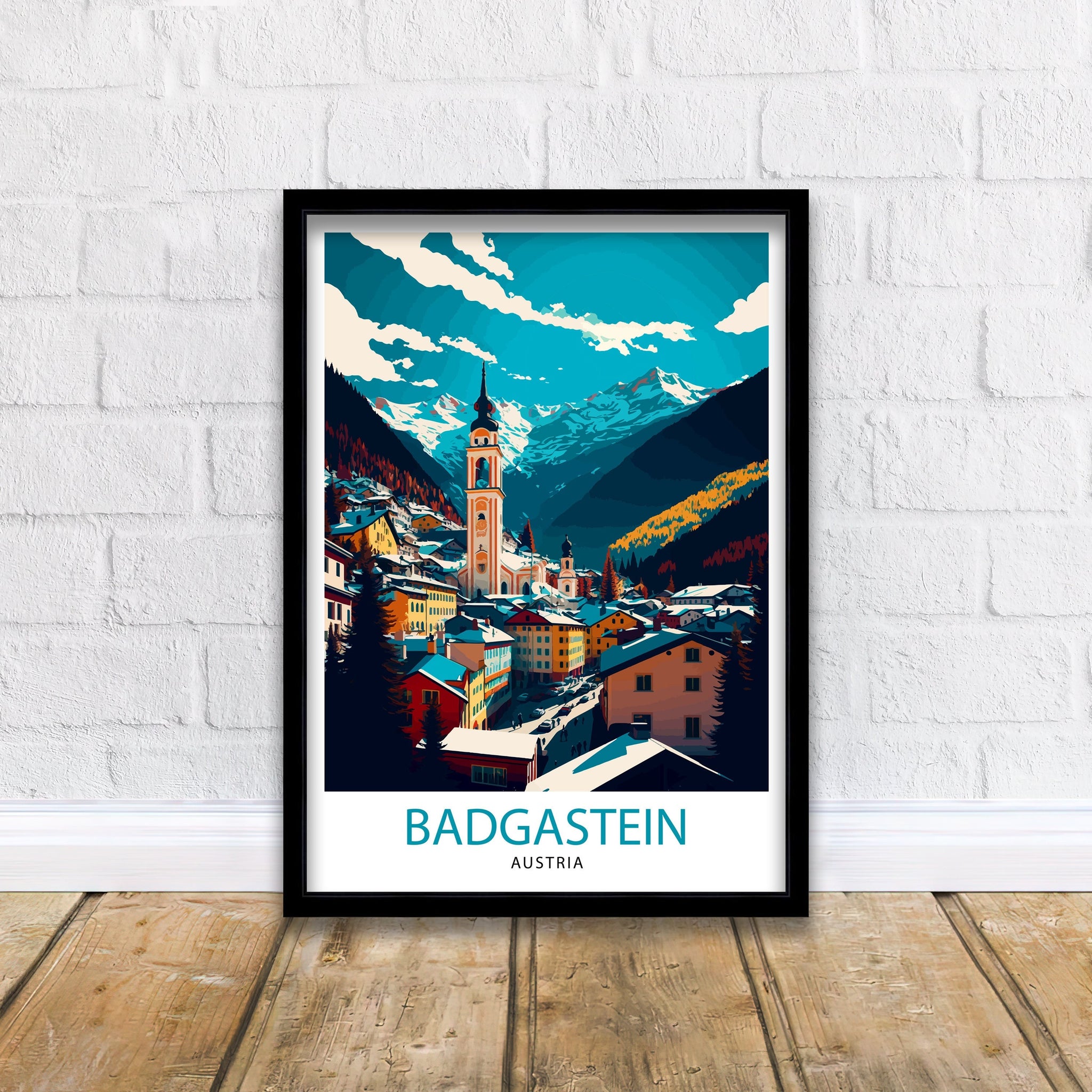 Bad Gastein Austria Illustration Print, Vintage Travel Poster