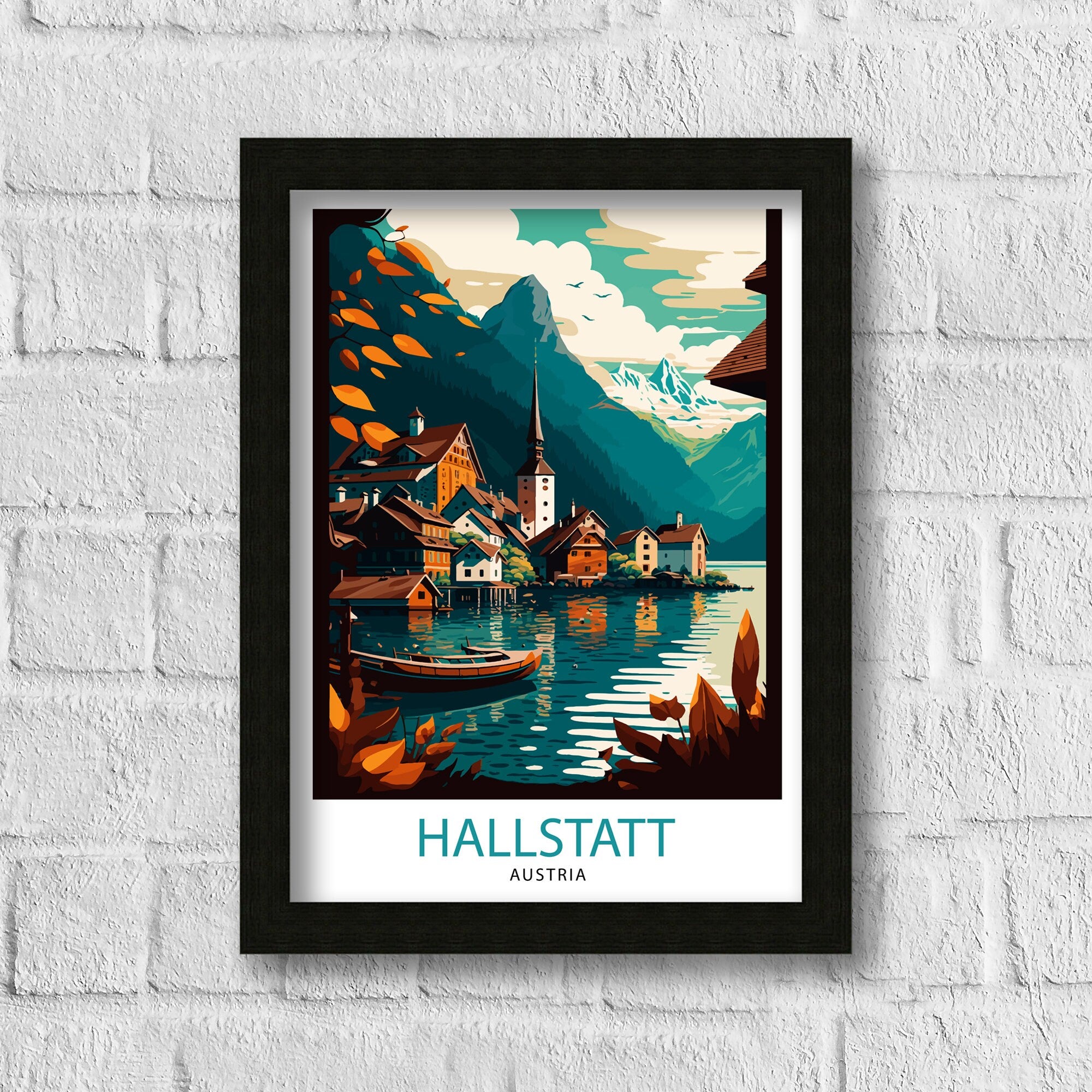 Hallstatt Austria Travel Print Hallstatt Wall Decor Hallstatt Home Living Decor Hallstatt Illustration Travel Poster Gift For Austria Home