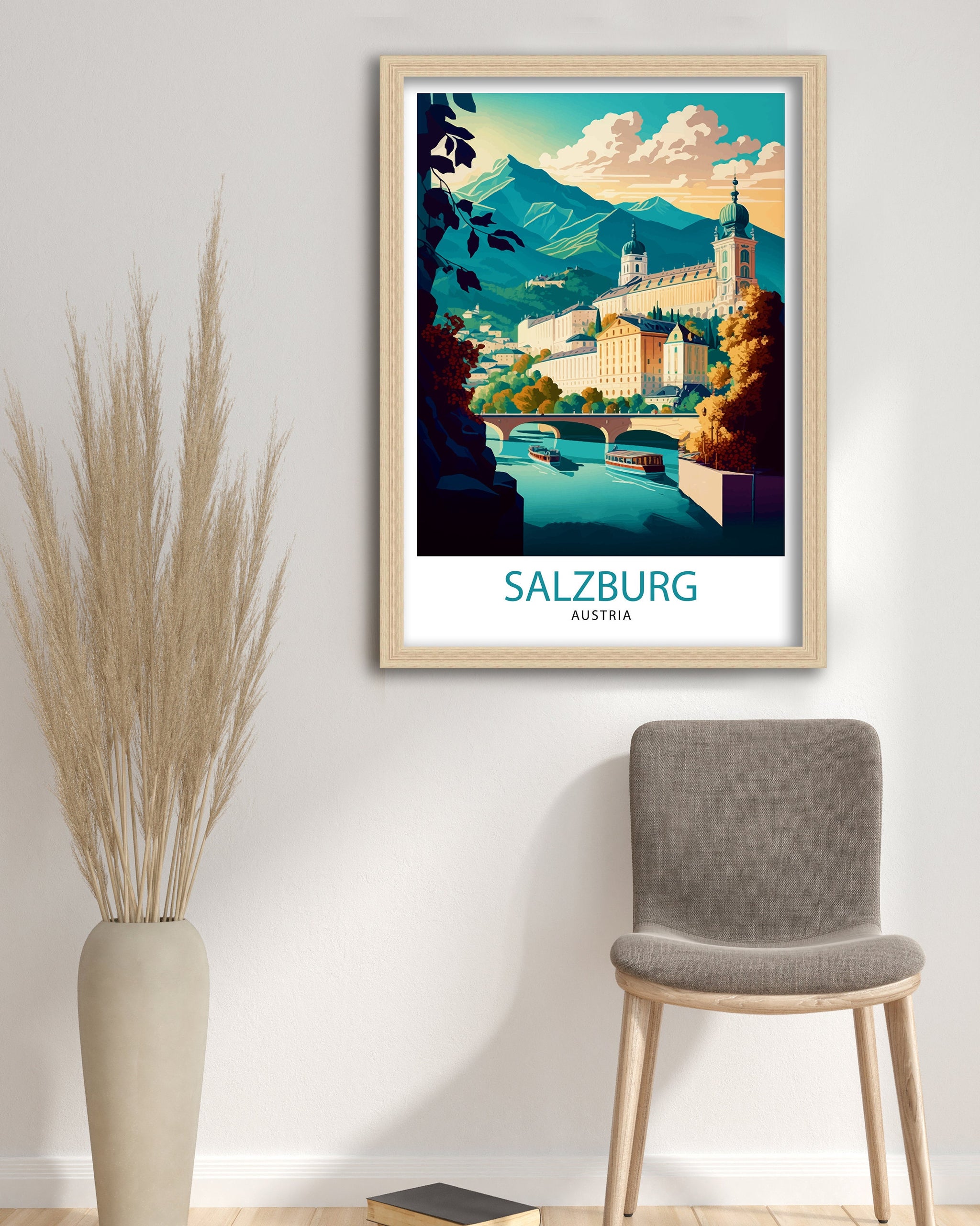 Salzburg Austria Travel Poster, City Illustration Art Print