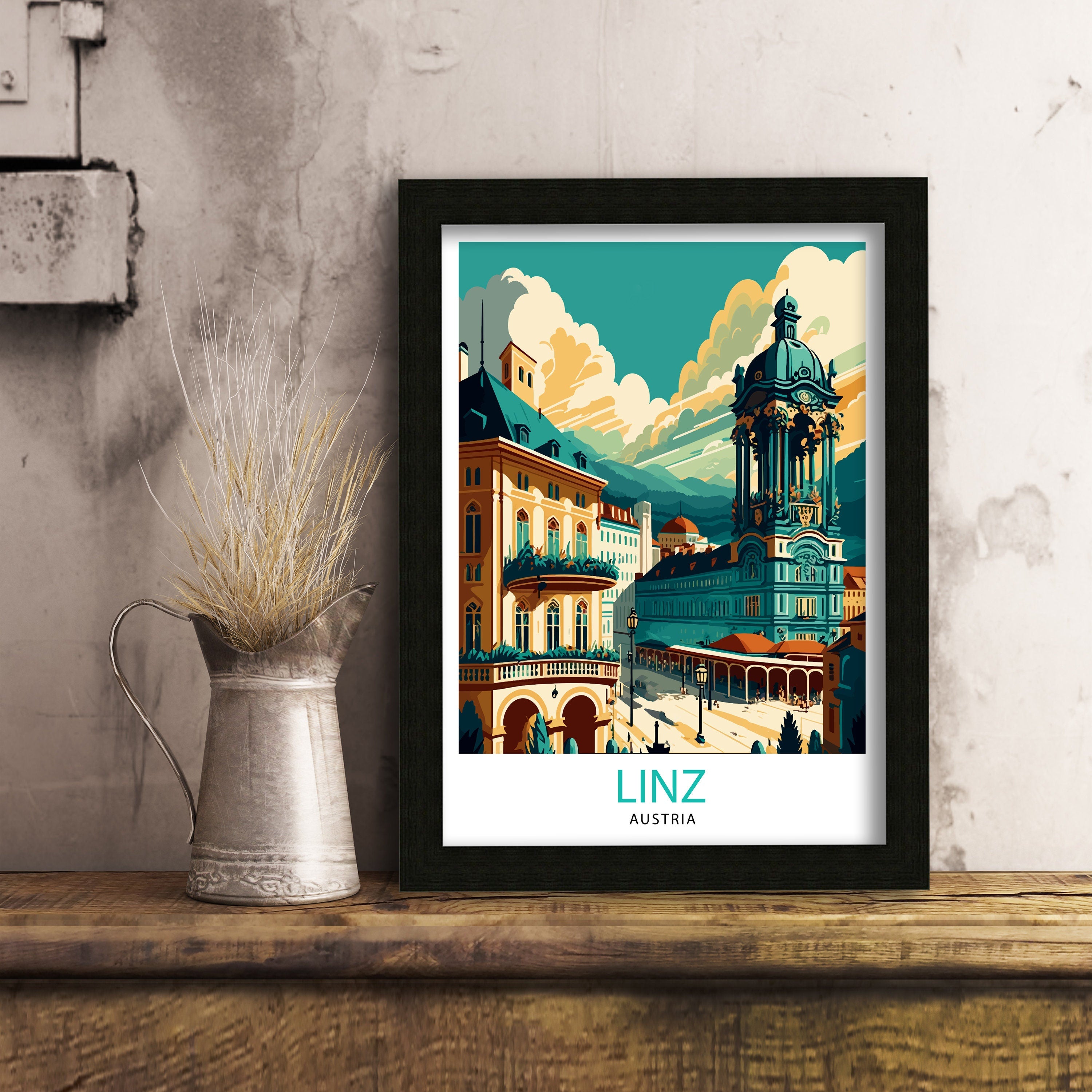 Linz Austria Travel Print Linz Wall Art Linz Home Decor Linz Austria Illustration Linz Travel Poster Gift for Linz Austria Austria Wall Art