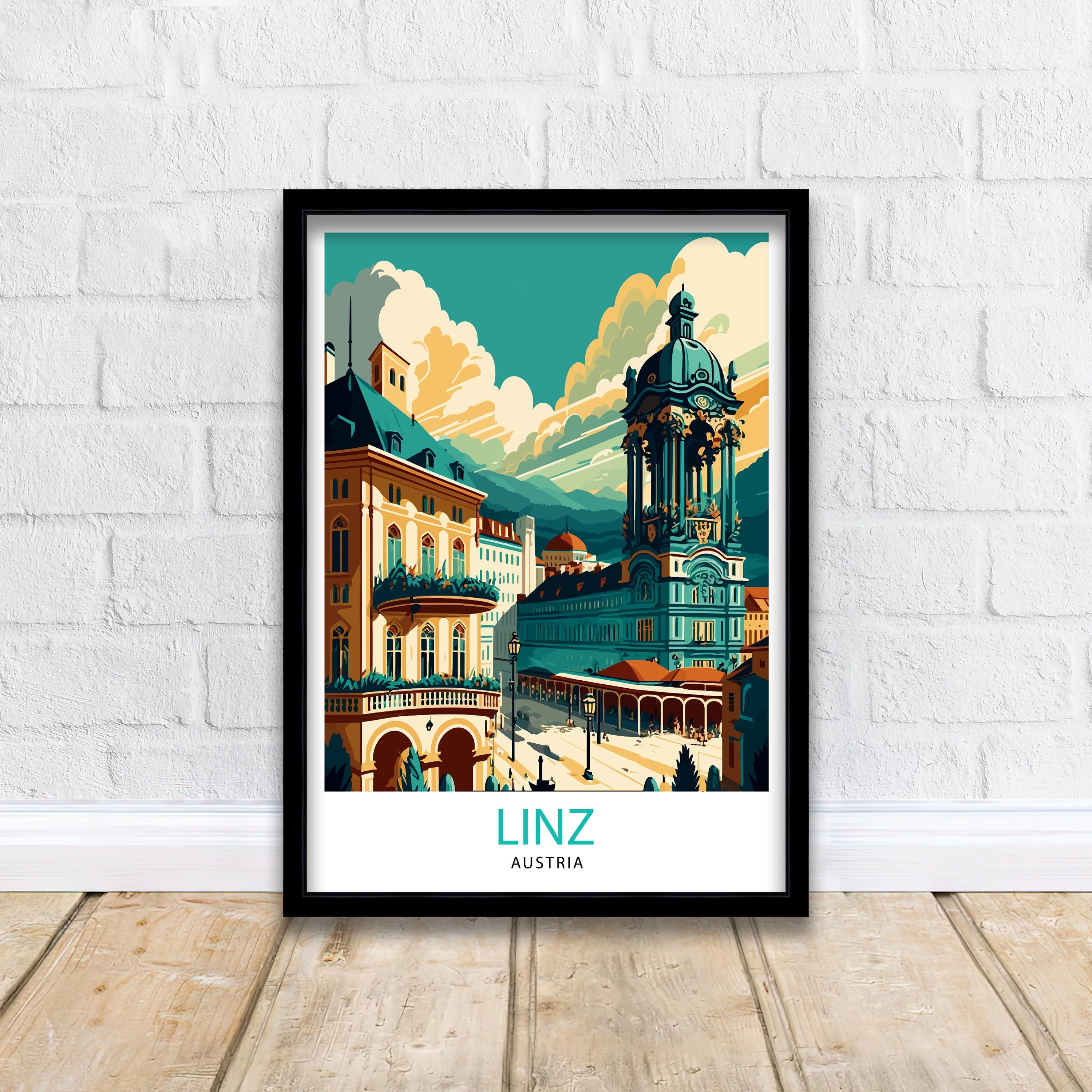 Linz Austria Travel Print Linz Wall Art Linz Home Decor Linz Austria Illustration Linz Travel Poster Gift for Linz Austria Austria Wall Art
