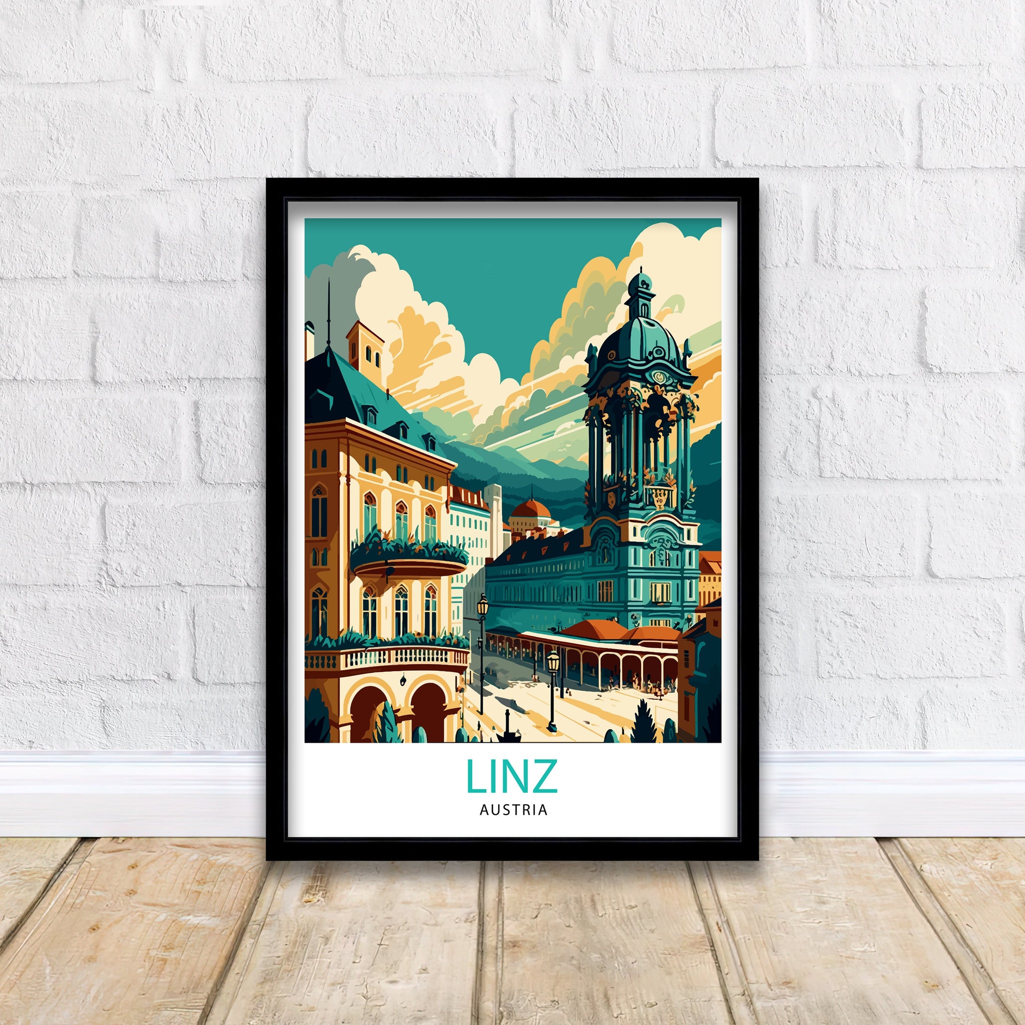 Linz Austria Travel Print Linz Wall Art Linz Home Decor Linz Austria Illustration Linz Travel Poster Gift for Linz Austria Austria Wall Art