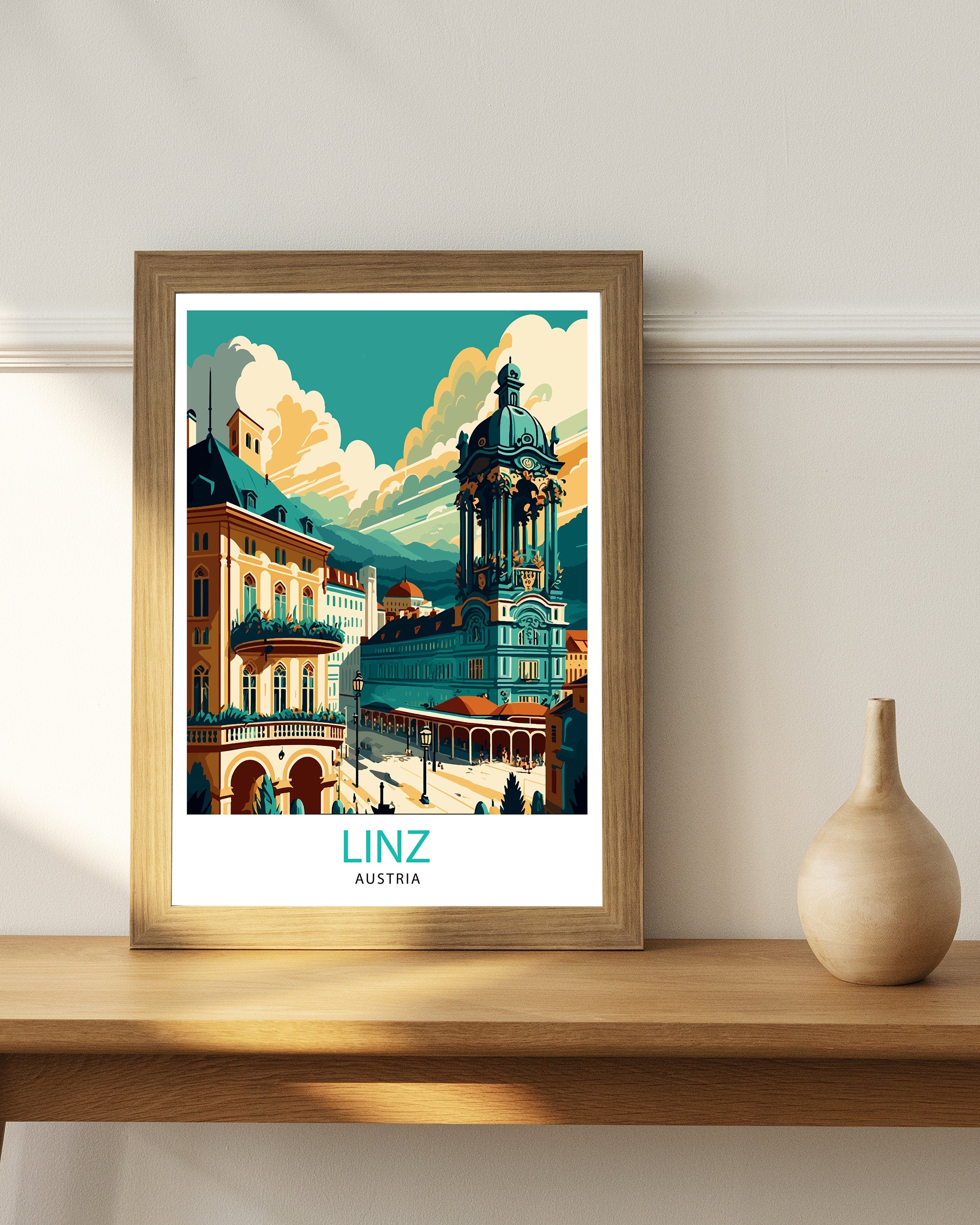Linz Austria Travel Print Linz Wall Art Linz Home Decor Linz Austria Illustration Linz Travel Poster Gift for Linz Austria Austria Wall Art