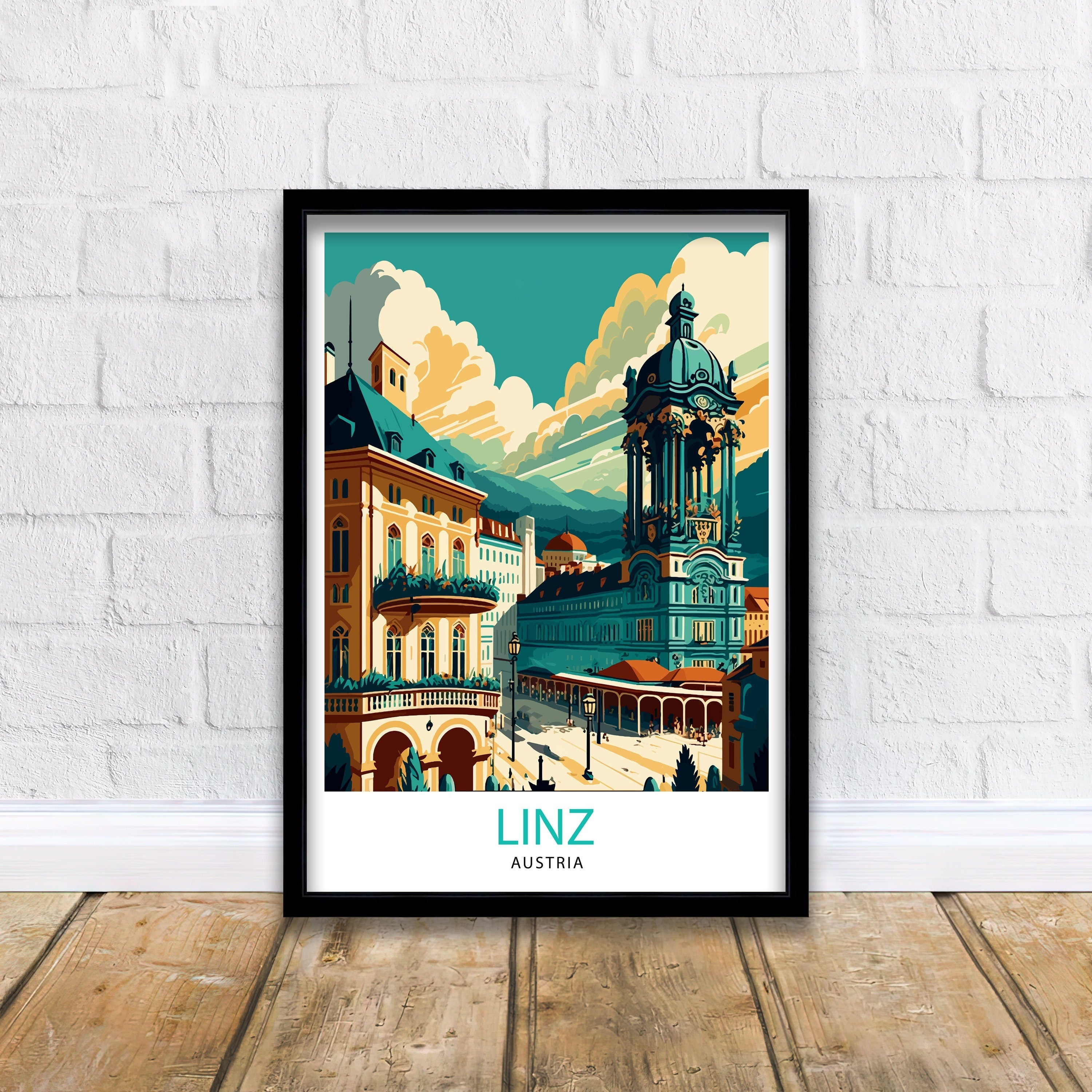 Linz Austria Travel Print Linz Wall Art Linz Home Decor Linz Austria Illustration Linz Travel Poster Gift for Linz Austria Austria Wall Art