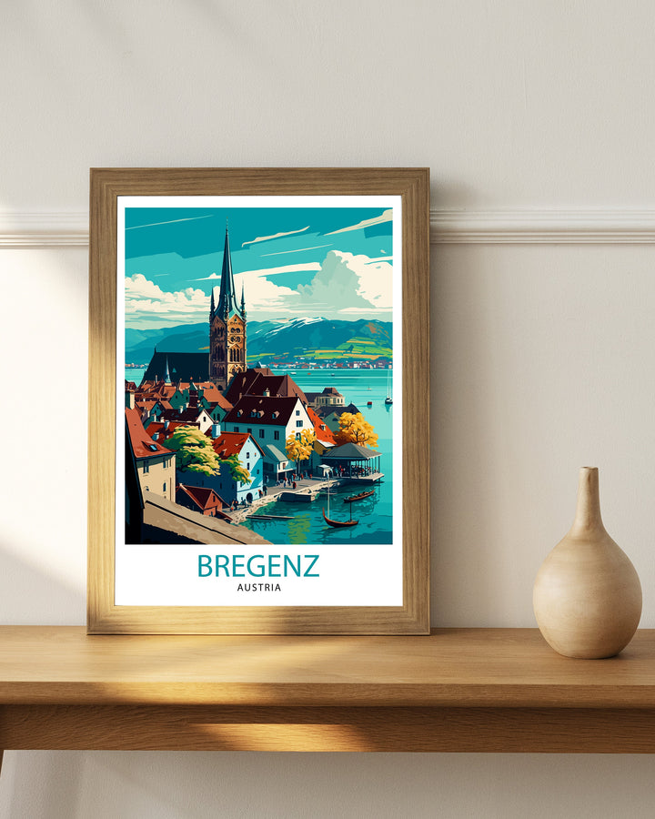 Bregenz Austria Travel Poster Bregenz Wall Art Bregenz Illustration Austria Travel Poster Bregenz Gift Austria Home Decor