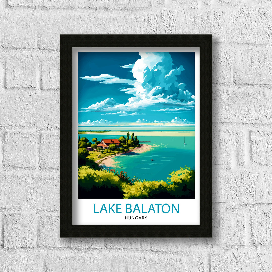 Lake Balaton Hungary Travel Print Wall Decor, Home Living Decor Hungary Illustration Travel Poster, Gift For Hungary Hungary Home Decor