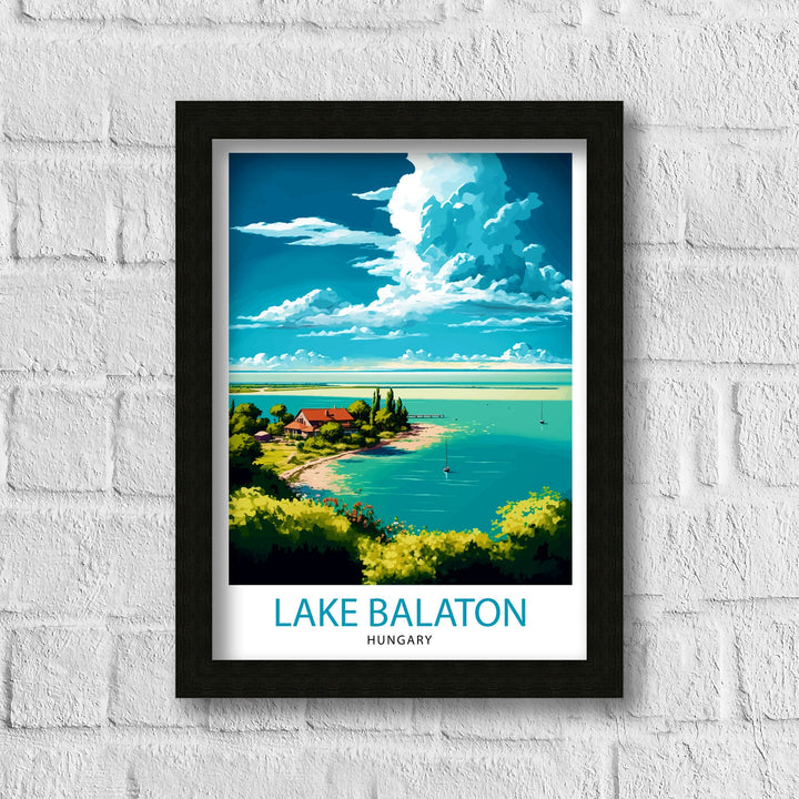 Lake Balaton Hungary Travel Print Wall Decor, Home Living Decor Hungary Illustration Travel Poster, Gift For Hungary Hungary Home Decor