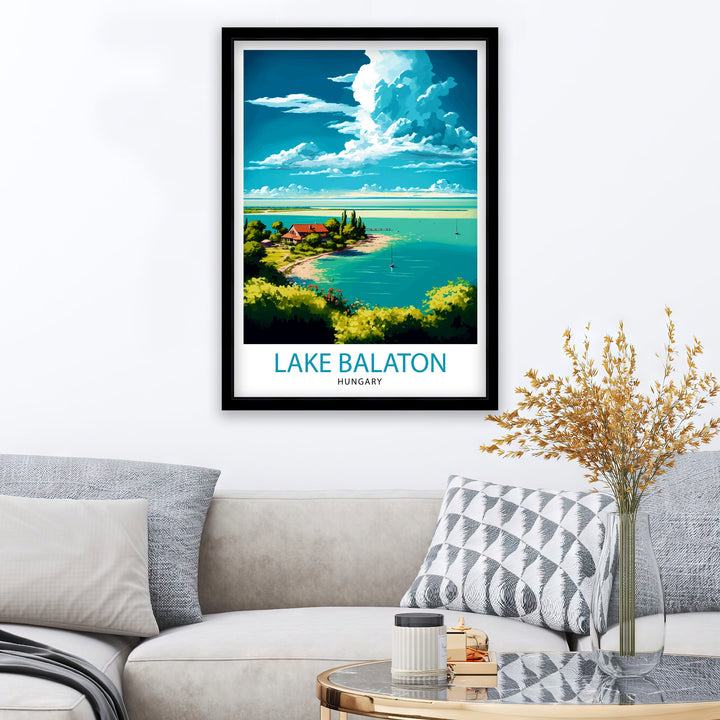 Lake Balaton Hungary Travel Print Wall Decor, Home Living Decor Hungary Illustration Travel Poster, Gift For Hungary Hungary Home Decor