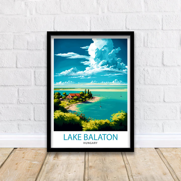 Lake Balaton Hungary Travel Print Wall Decor, Home Living Decor Hungary Illustration Travel Poster, Gift For Hungary Hungary Home Decor