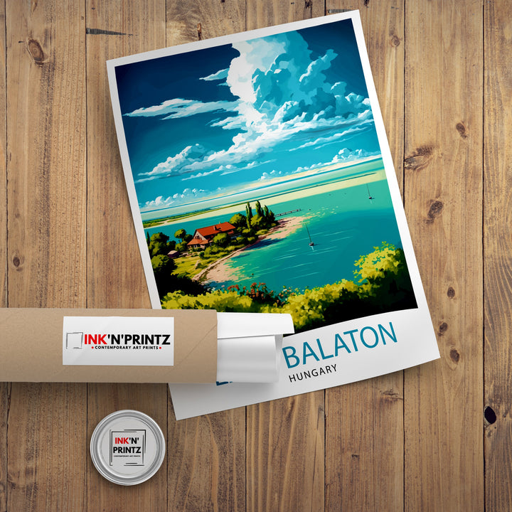Lake Balaton Hungary Travel Print Wall Decor, Home Living Decor Hungary Illustration Travel Poster, Gift For Hungary Hungary Home Decor