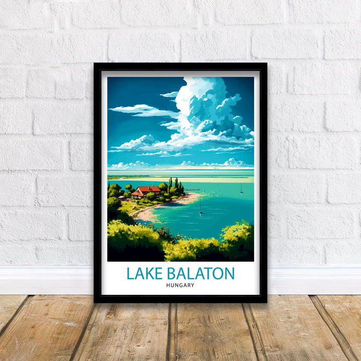 Lake Balaton Hungary Travel Print Wall Decor, Home Living Decor Hungary Illustration Travel Poster, Gift For Hungary Hungary Home Decor