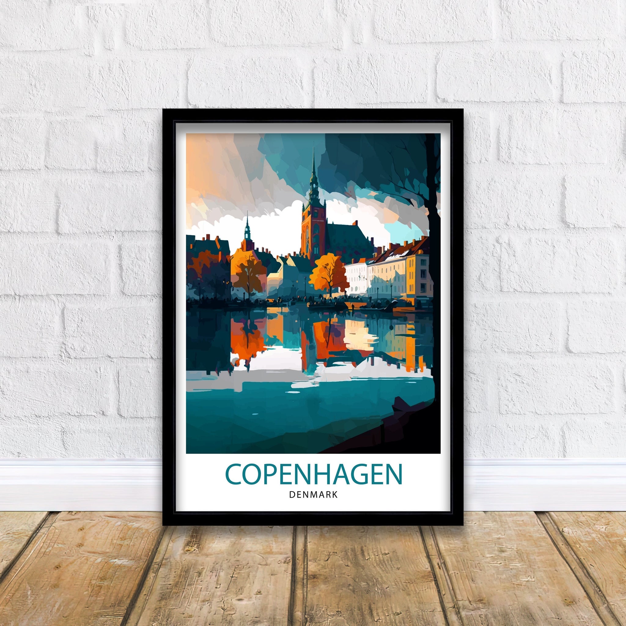 Copenhagen Travel Print Denmark Wall Art Copenhagen Home Decor Copenhagen Illustration Travel Poster Gift Denmark Home Decor