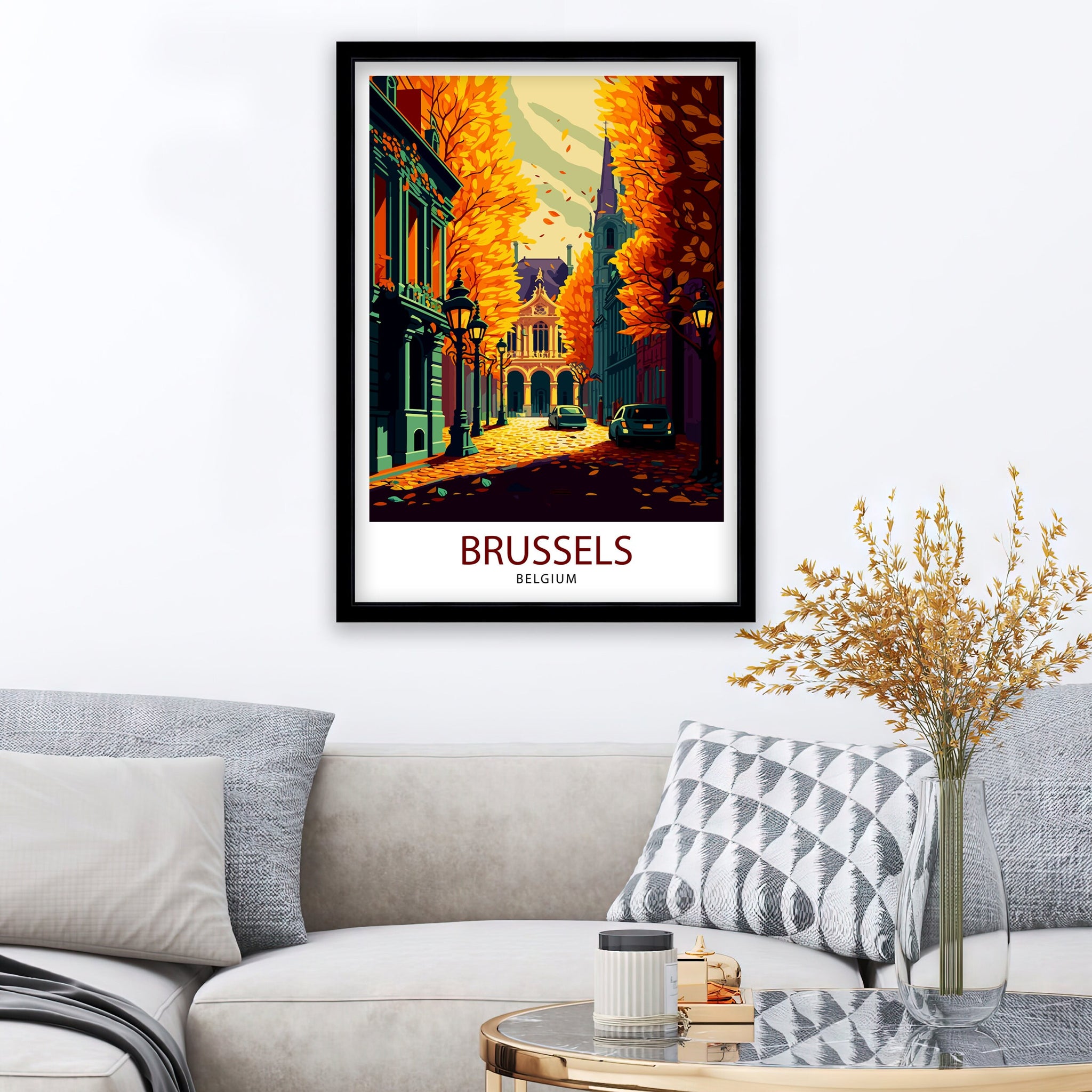 Brussels Belgium Travel Print Brussels Wall Art Belgium Illustration Travel Poster Gift For Belgium Lovers Belgium Home Decor