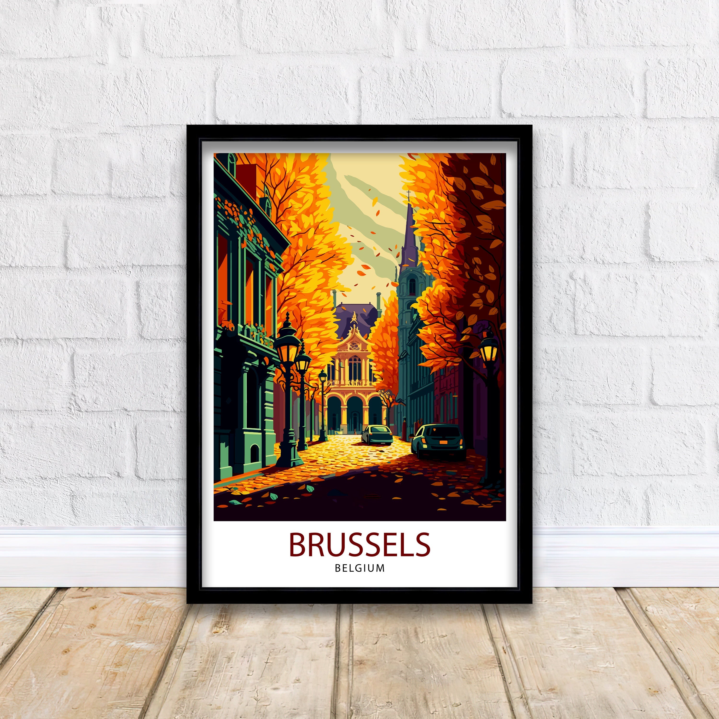 Brussels Belgium Travel Print Brussels Wall Art Belgium Illustration Travel Poster Gift For Belgium Lovers Belgium Home Decor