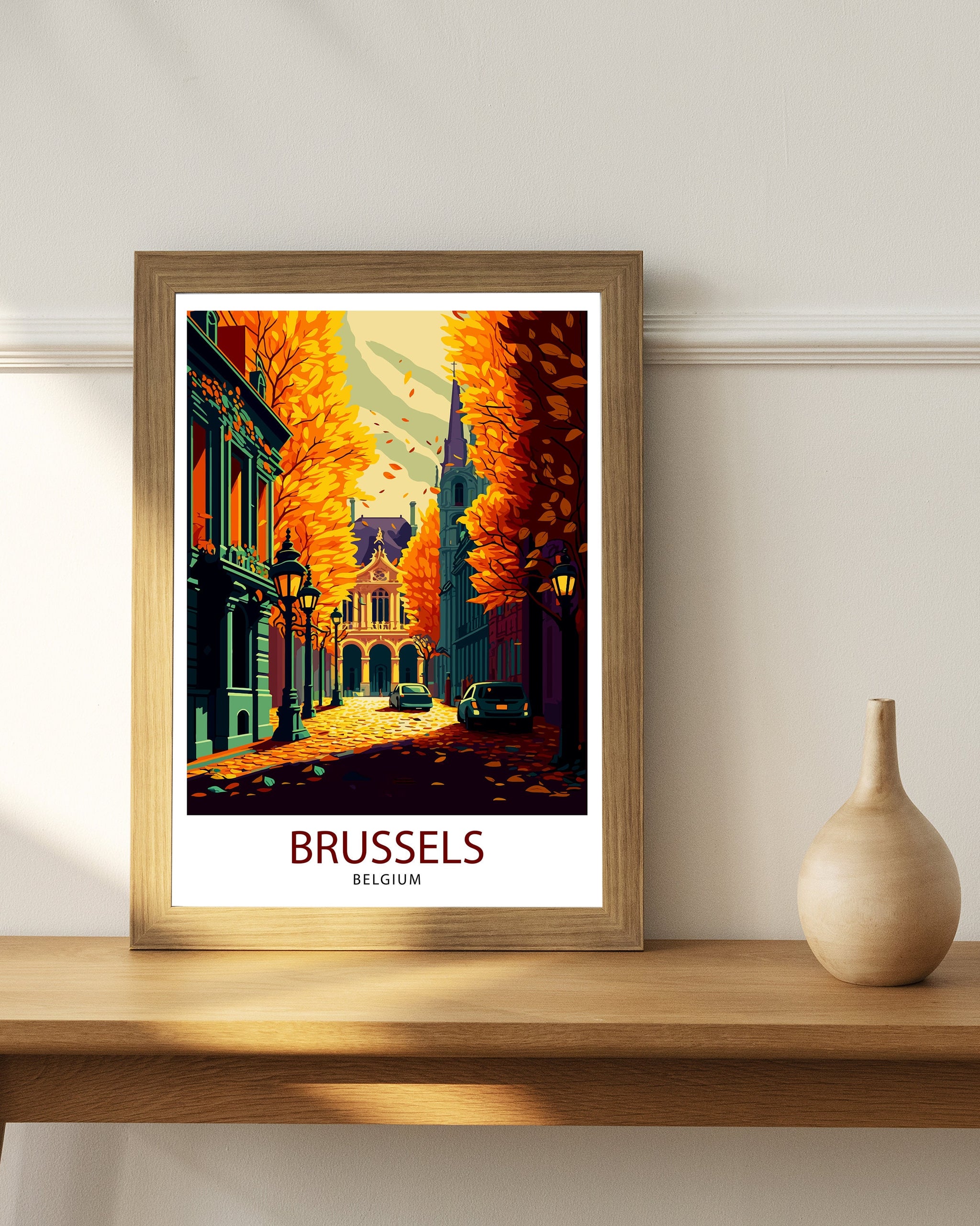 Brussels Belgium Travel Print Brussels Wall Art Belgium Illustration Travel Poster Gift For Belgium Lovers Belgium Home Decor