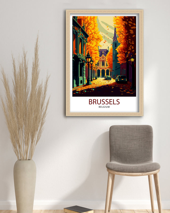 Brussels Belgium Travel Poster Brussels Wall Art Belgium Illustration Travel Poster Gift For Belgium Lovers Belgium Home Decor