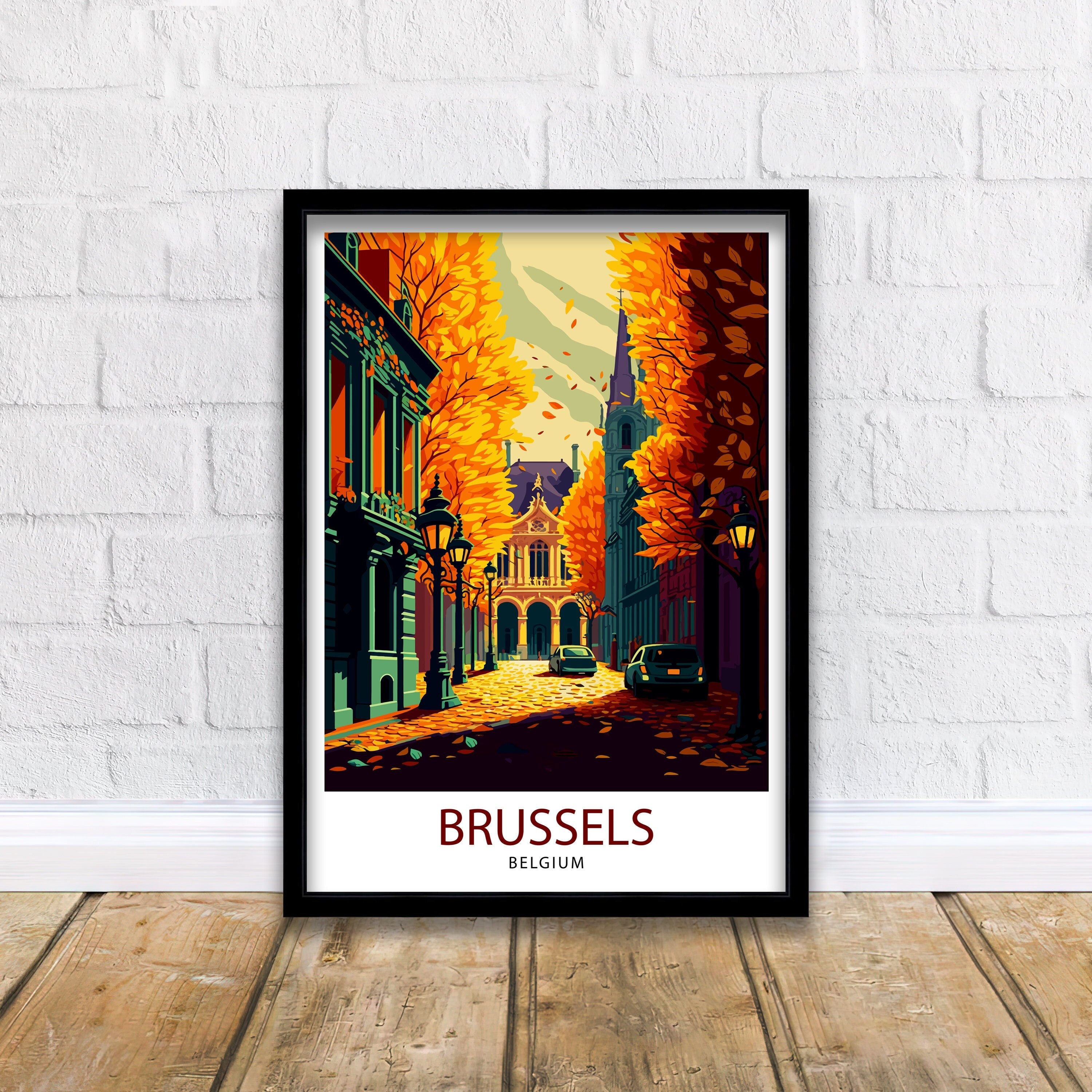 Brussels Belgium Travel Print Brussels Wall Art Belgium Illustration Travel Poster Gift For Belgium Lovers Belgium Home Decor