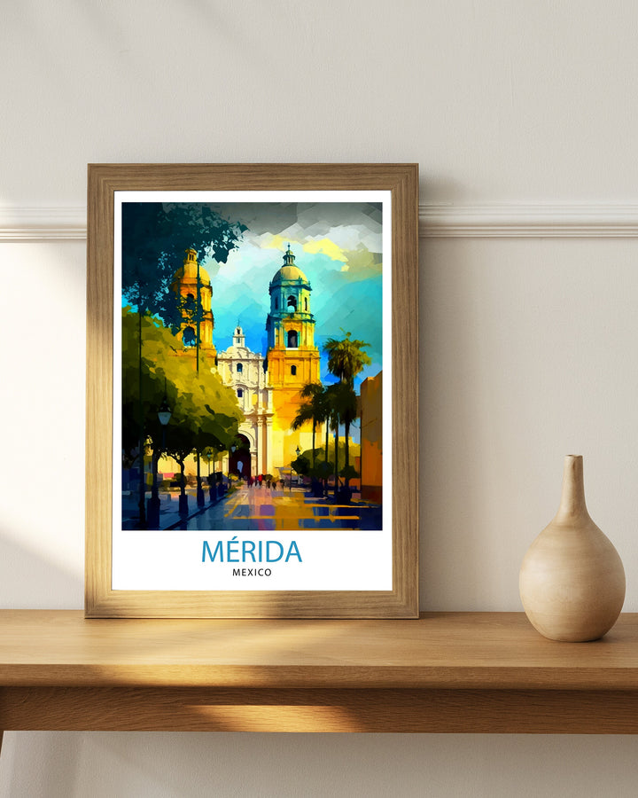 Merida Mexico Travel Print Merida Wall Art Merida Home Decor Merida Illustration Print Mexico Travel Poster Gift for Merida Lovers