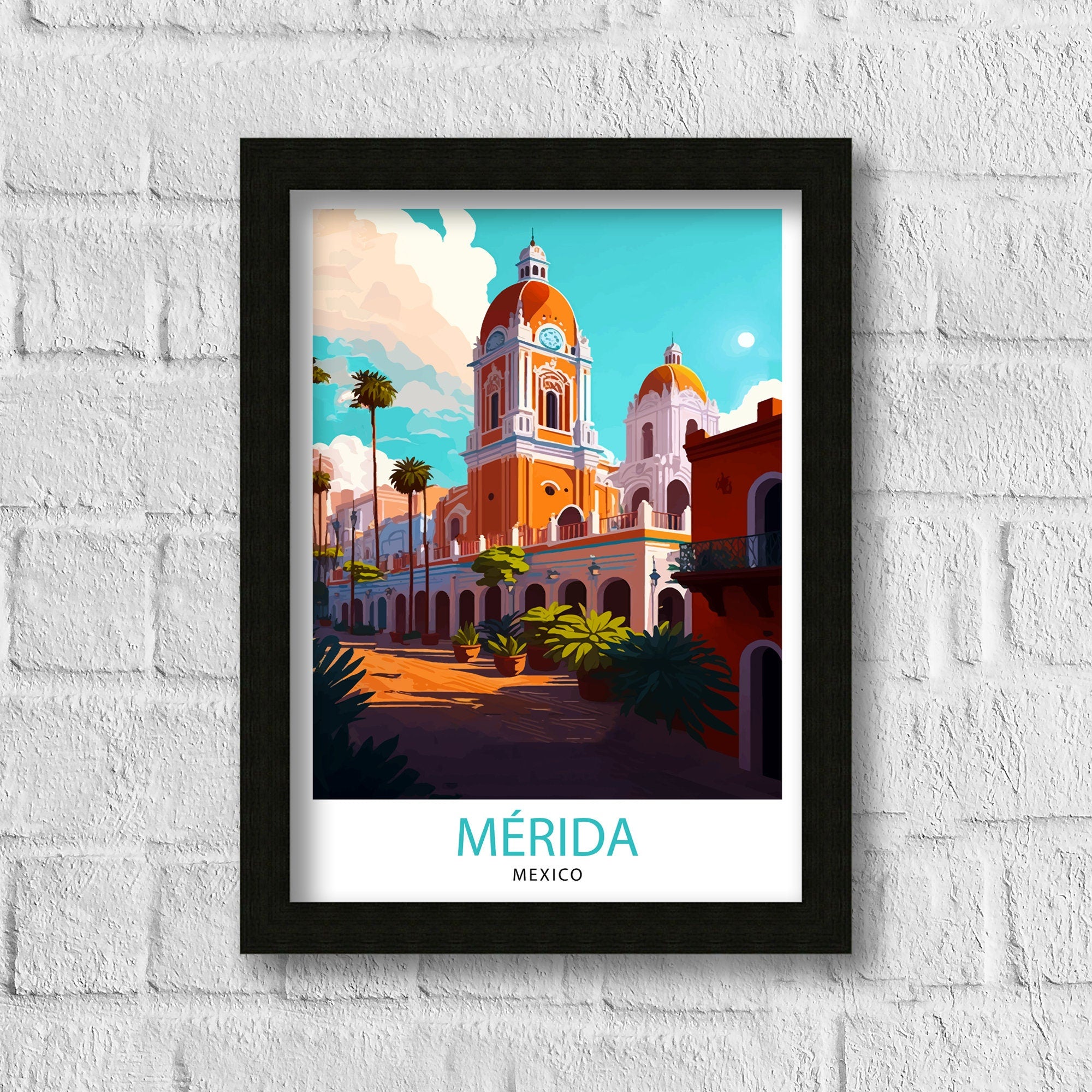 Merida Mexico Travel Print Merida Wall Art Merida Home Decor Merida Illustration Print Mexico Travel Poster Gift for Merida Lovers