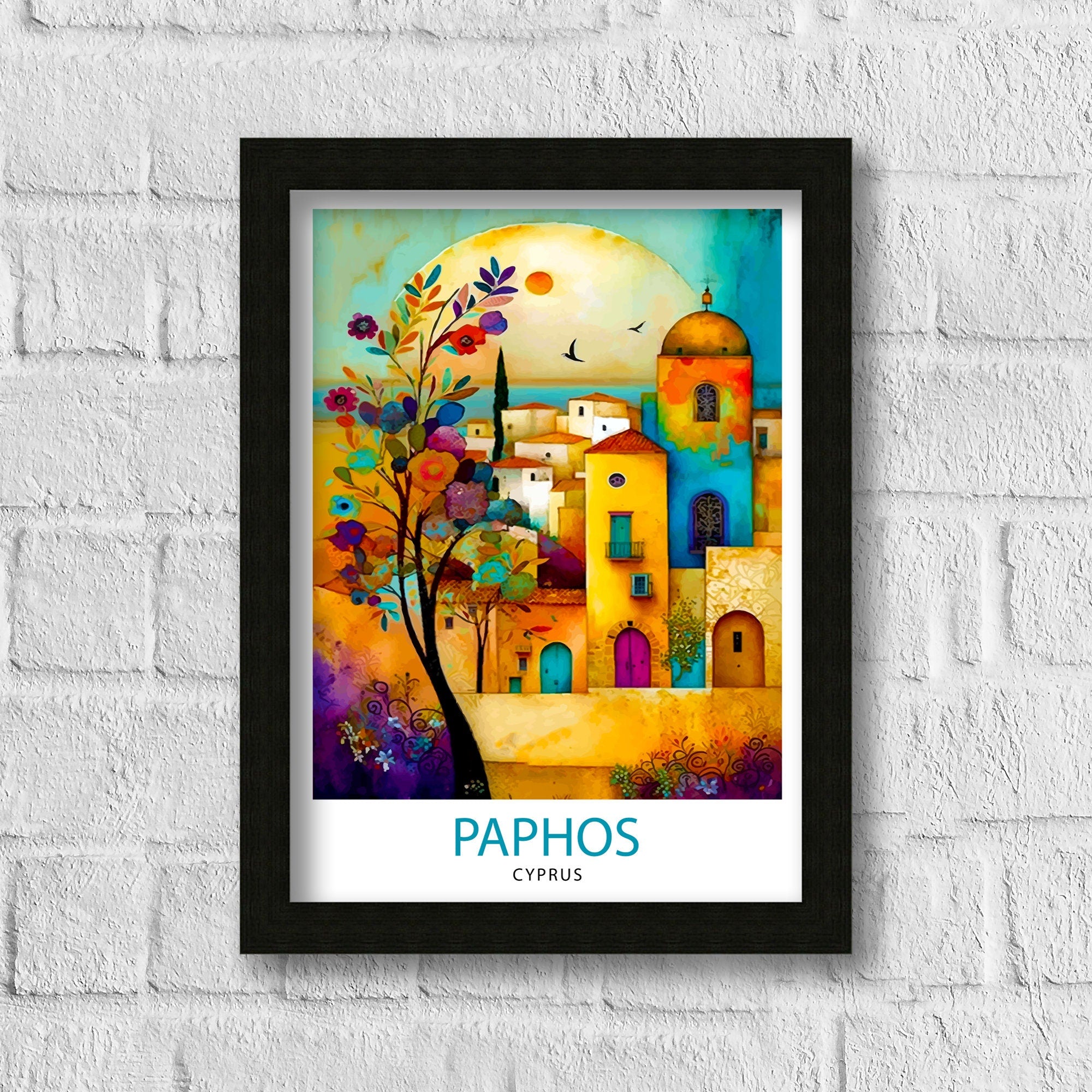 Paphos Cyprus Travel Print Paphos Wall Art Paphos Home Decor Paphos Illustration Travel Poster Gift For Cyprus Cyprus Home Decor
