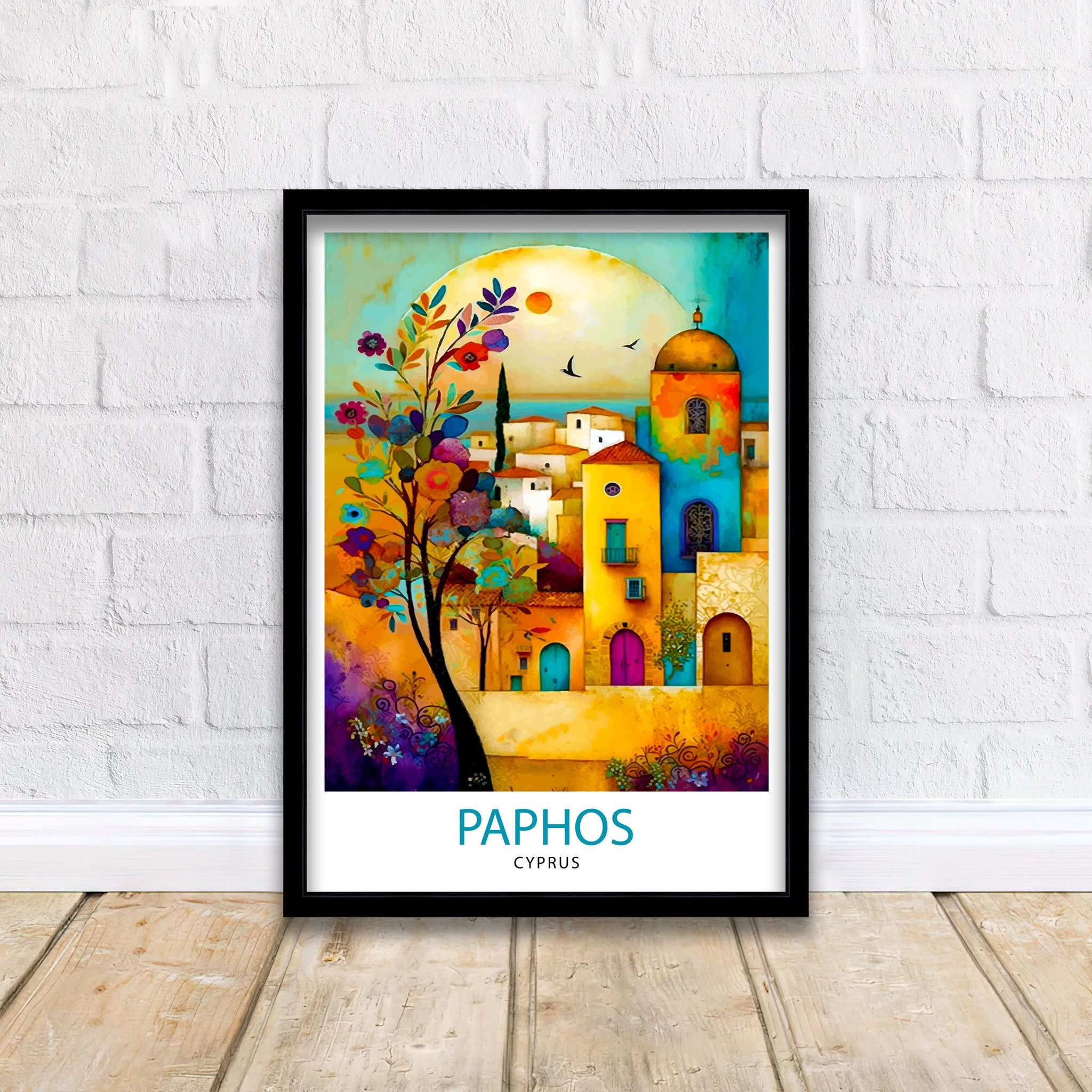 Paphos Cyprus Travel Print Paphos Wall Art Paphos Home Decor Paphos Illustration Travel Poster Gift For Cyprus Cyprus Home Decor