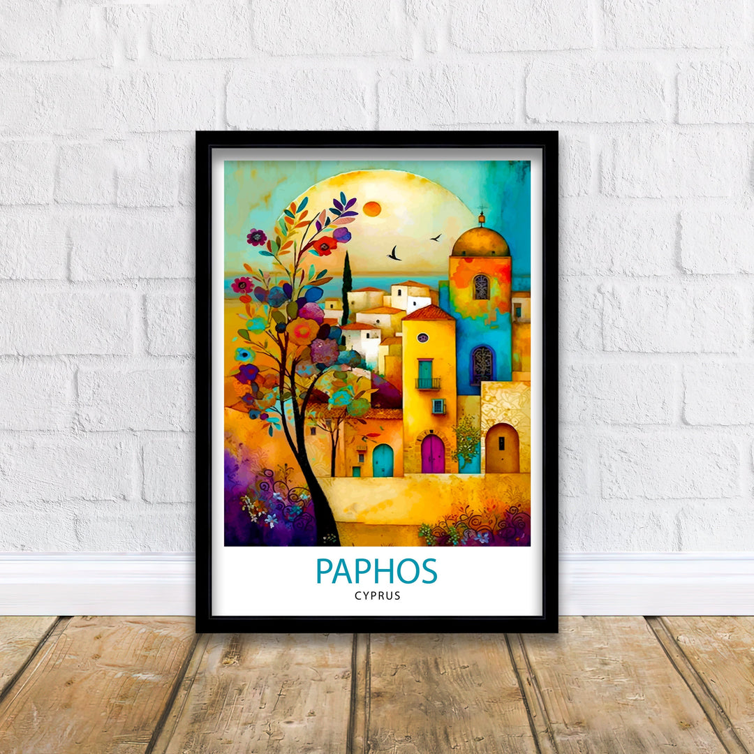 Paphos Cyprus Travel Print Paphos Wall Art Paphos Home Decor Paphos Illustration Travel Poster Gift For Cyprus Cyprus Home Decor